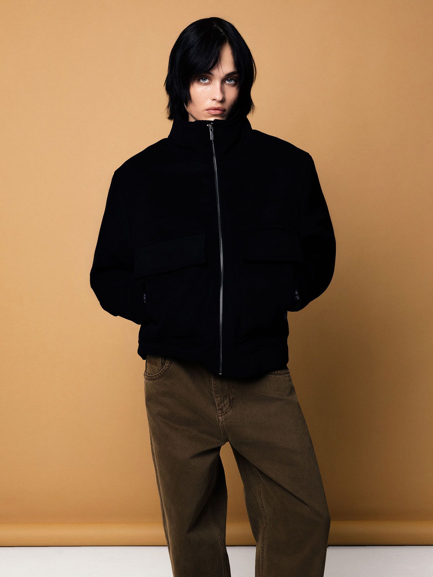 DISSIDENT — Куртка DST Cropped Zipper Coat in Black
