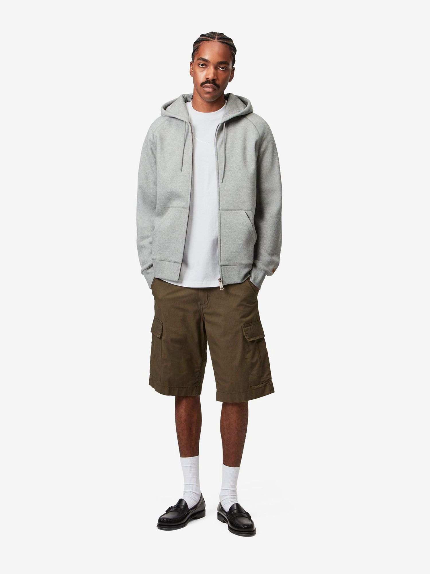 CARHARTT WIP — Худи Zip Chase Grey Heather/Gold
