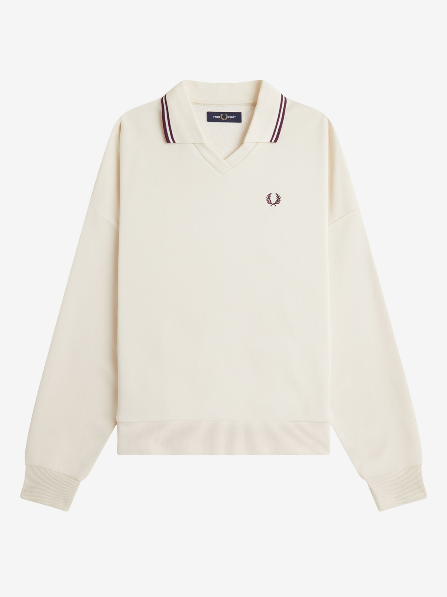 FRED PERRY — Свитшот W Twin Tipped Open Collar Sweathshirt Ecru