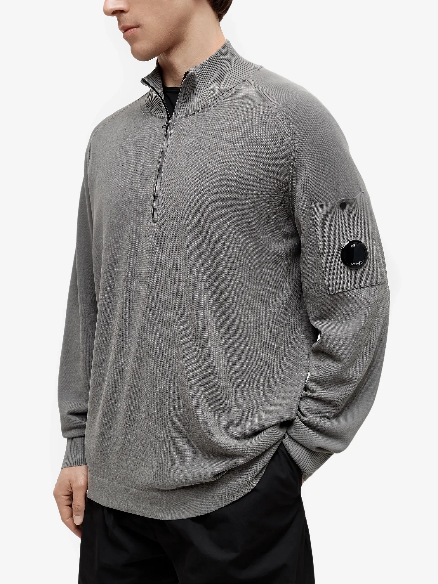 C.P. COMPANY — Свитшот Cotton Crepe Hal-Zip Gunmetal