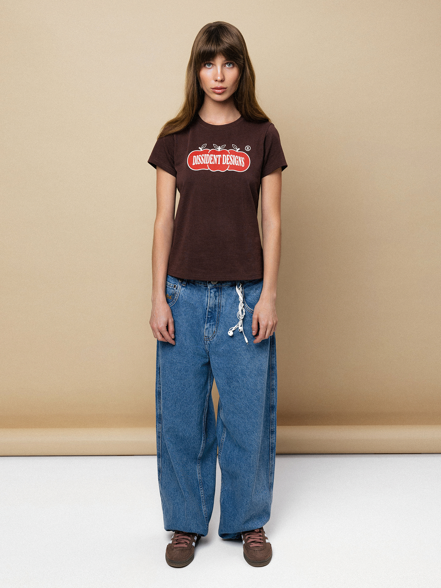 DISSIDENT — Футболка Organic Baby Tee in Brown