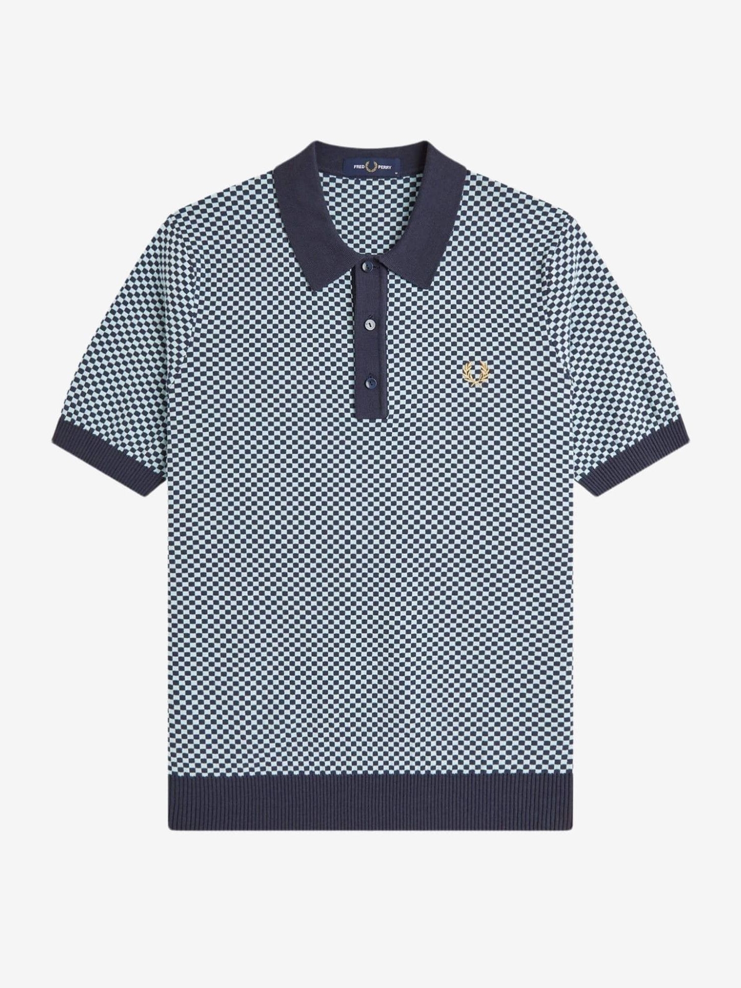 FRED PERRY — Поло Chequerboard Knitted Shirt Dark Airforce