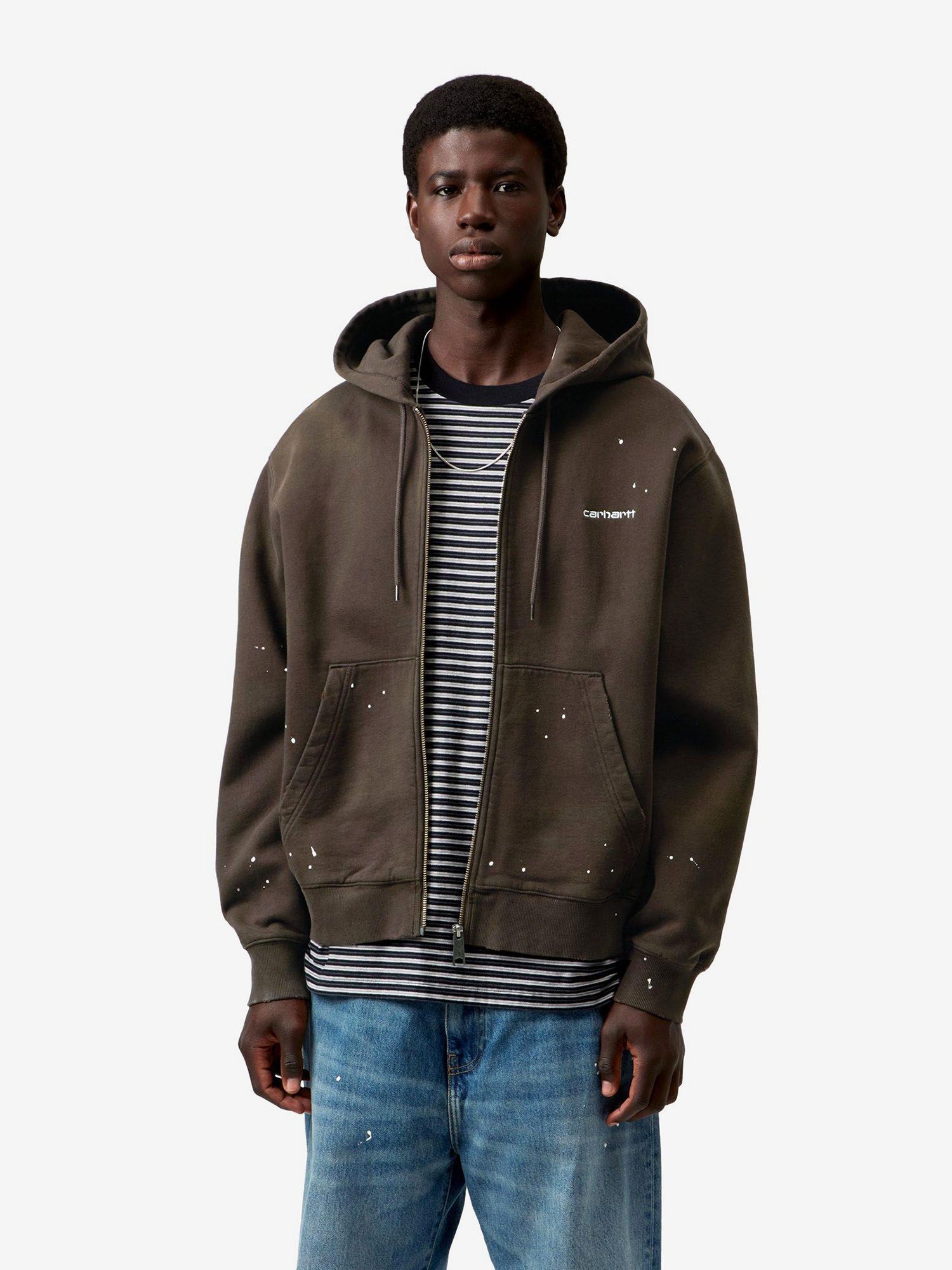 CARHARTT WIP — Худи Painter Zip Tobacco (Destroy Wash, Splatter)