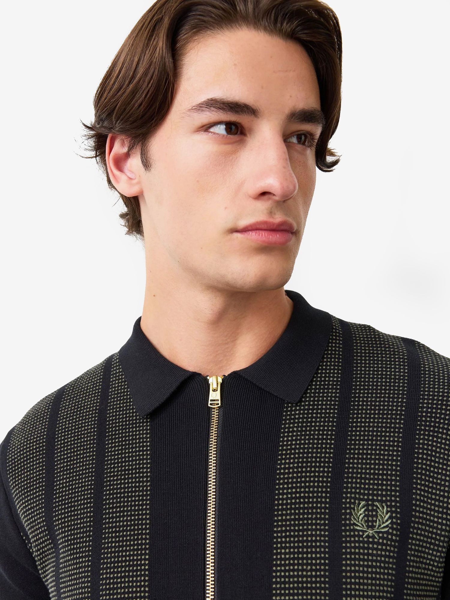 FRED PERRY — Кардиган Textured Panel ZIP Cradigan Black