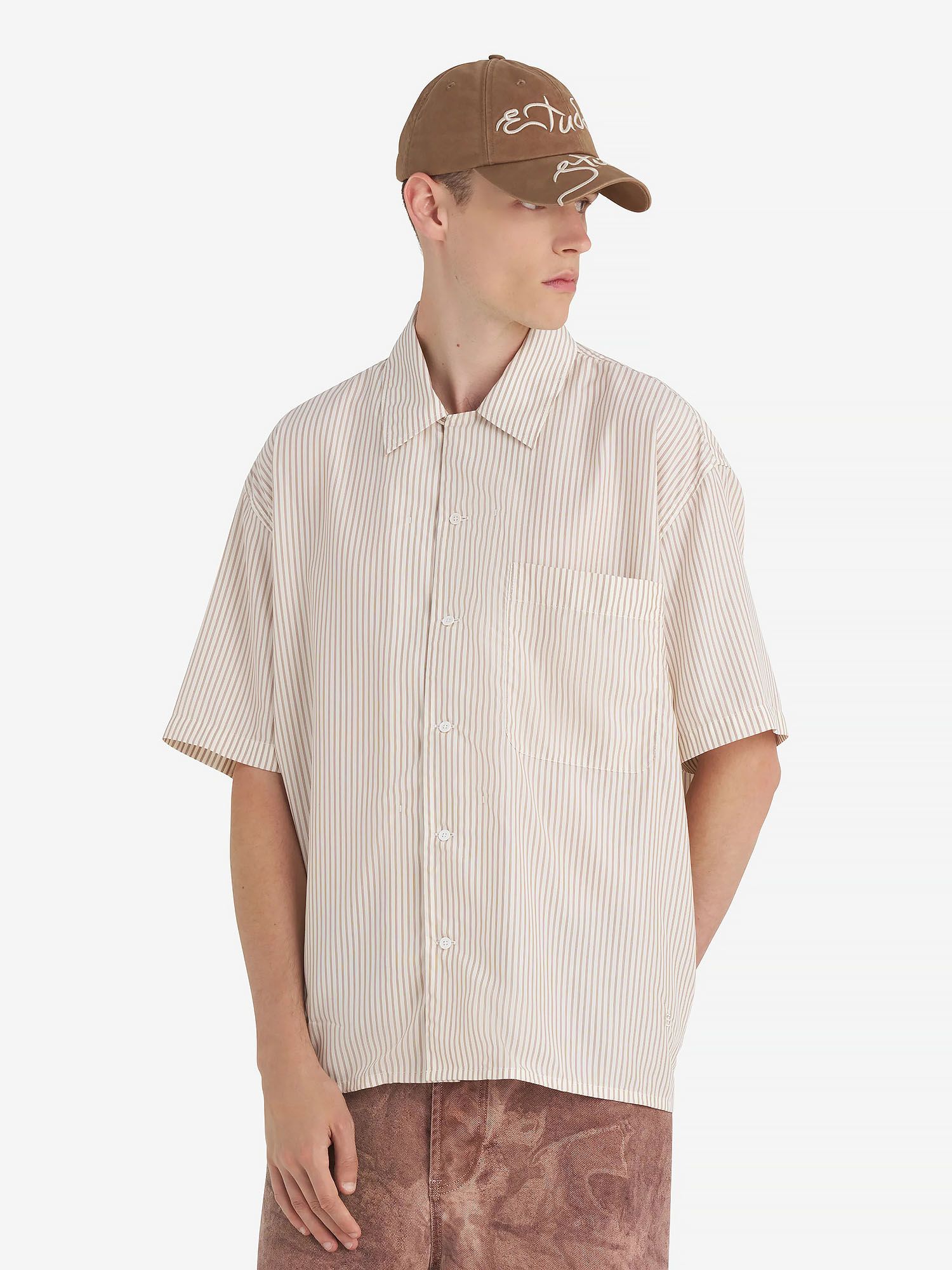 ÉTUDES STUDIO — Рубашка Camp Collar Shirt Striped Off White