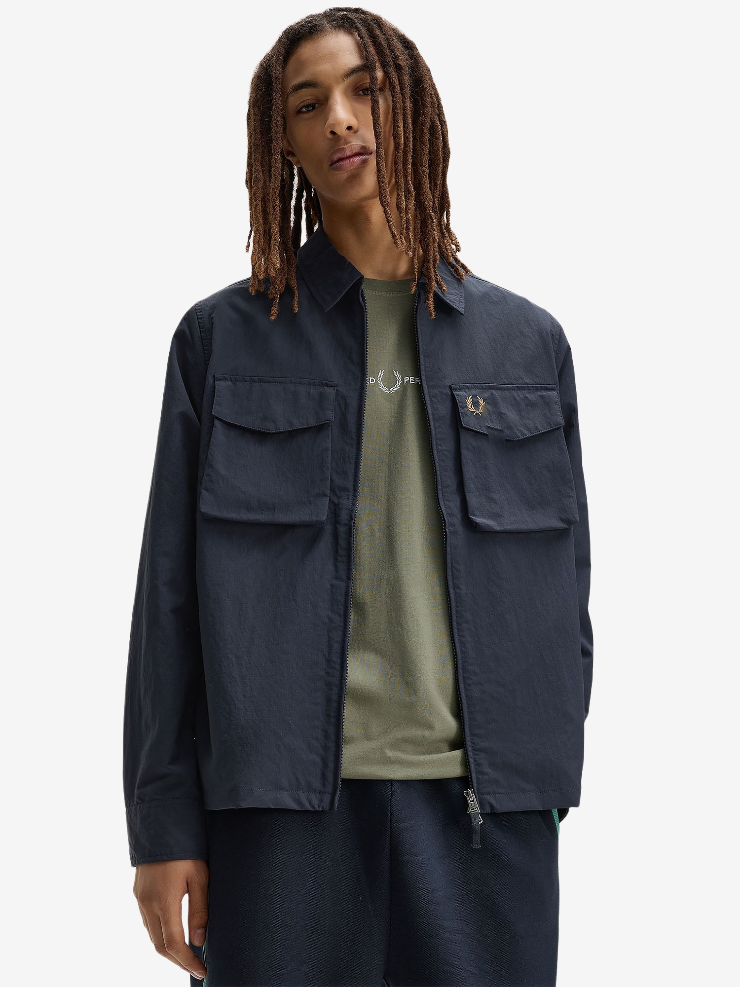 FRED PERRY — Рубашка Ripstop Zip-Through Overshirt Navy