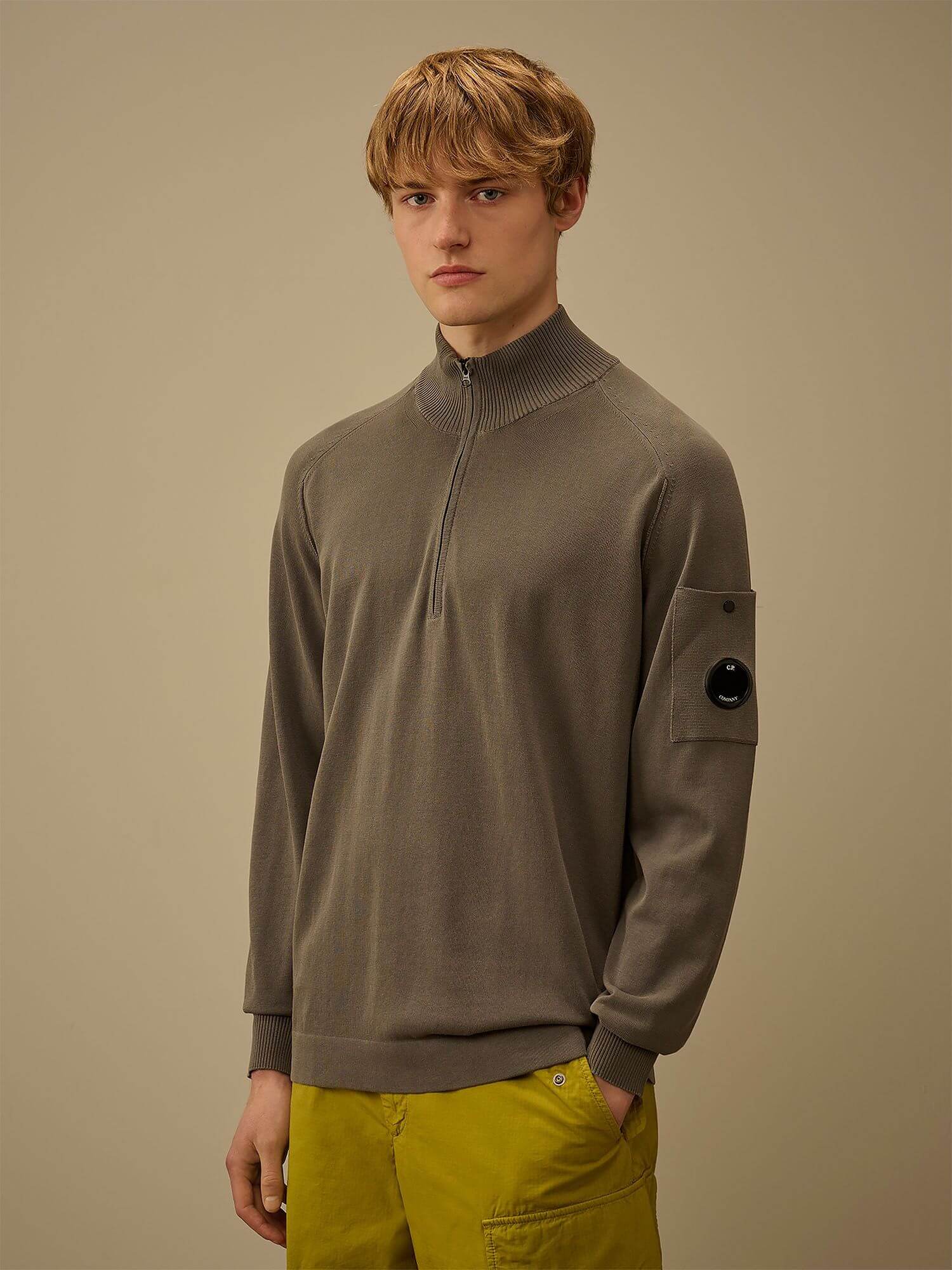 C.P. COMPANY — Свитшот Cotton Crepe Hal-Zip Gunmetal