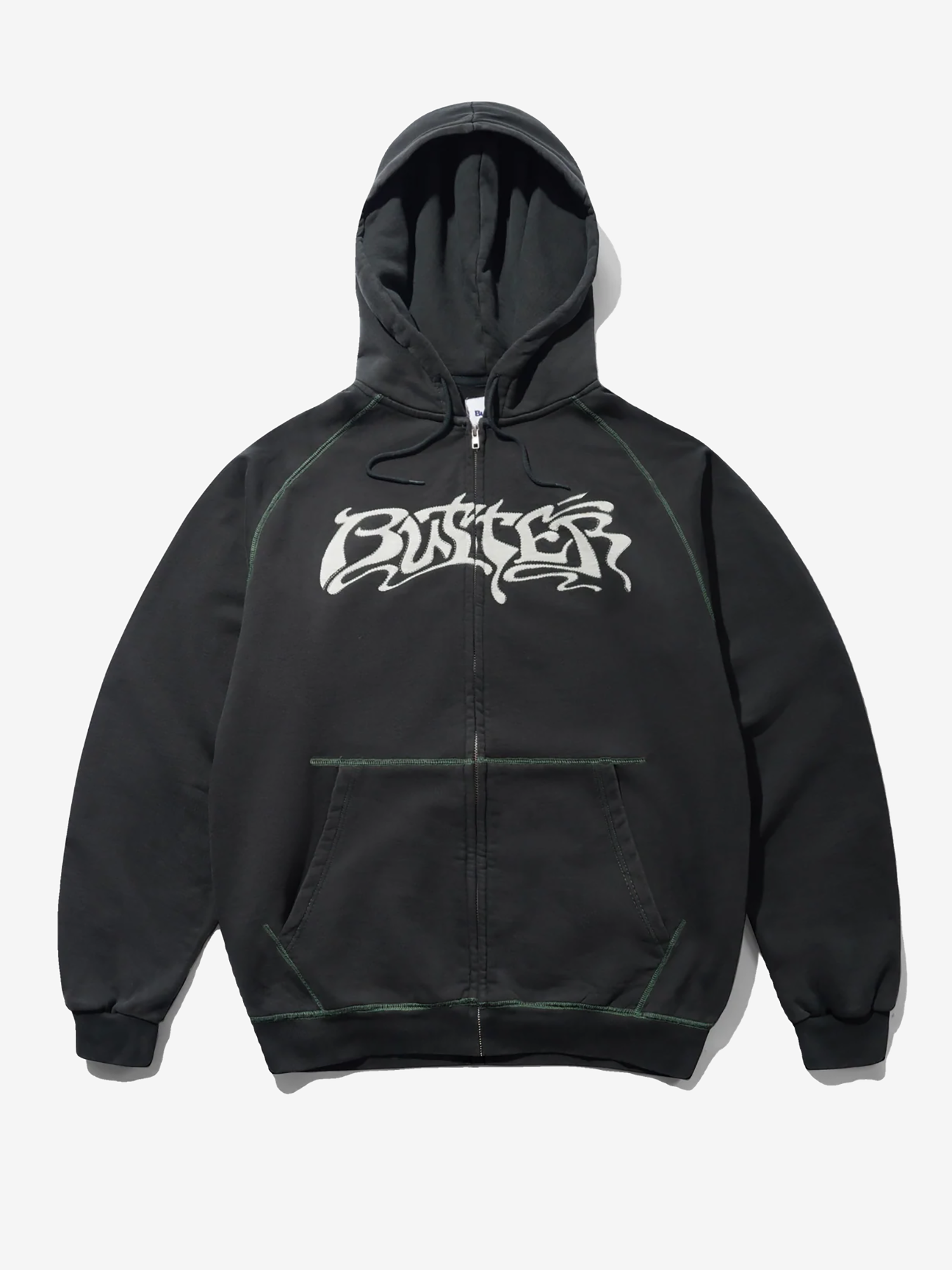 BUTTER GOODS — Худи Drummer Zip-Thru Hood Washed Black