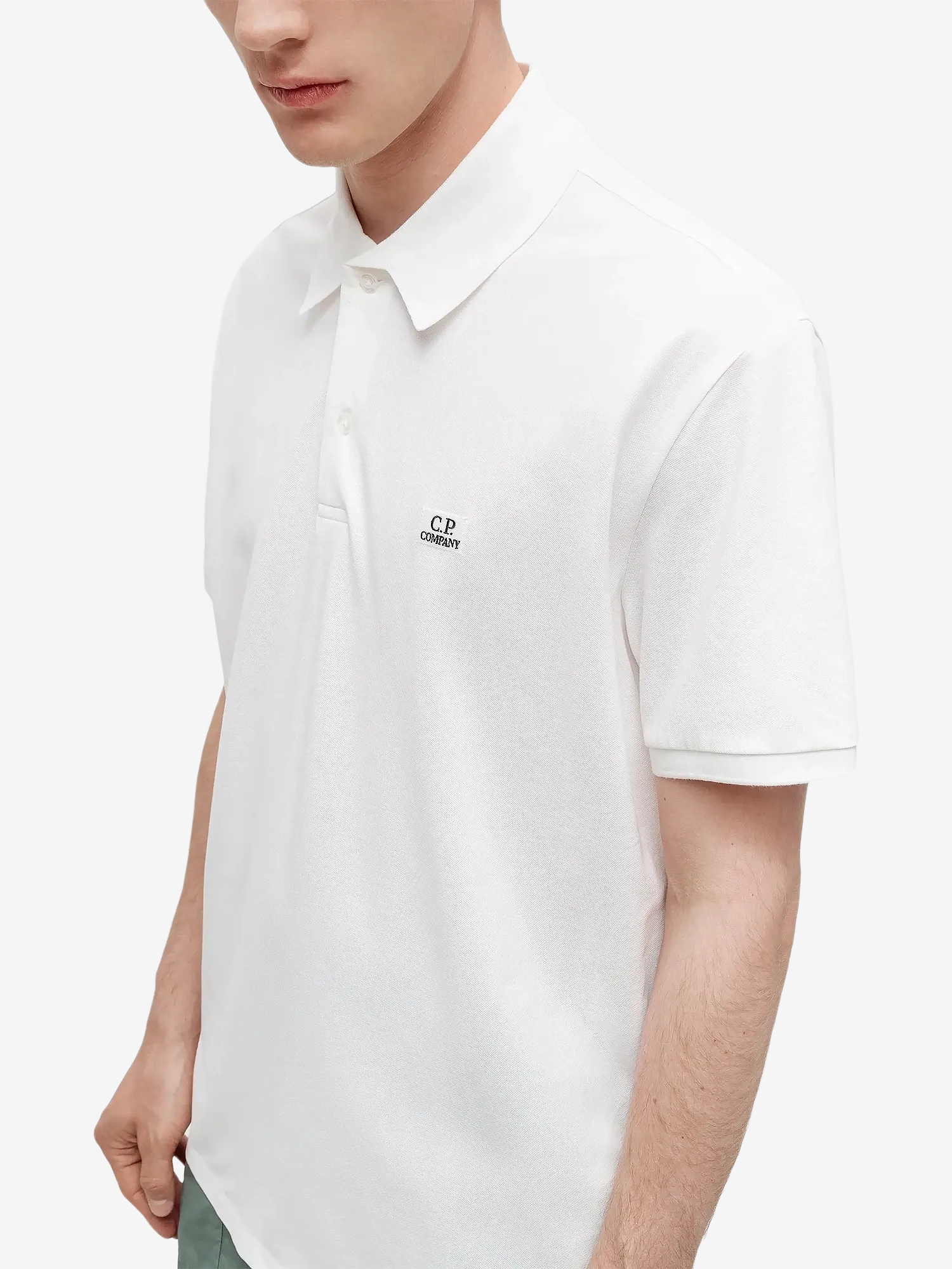 C.P. COMPANY — Поло Stretch Piquet Point Collar Polo Gauze White