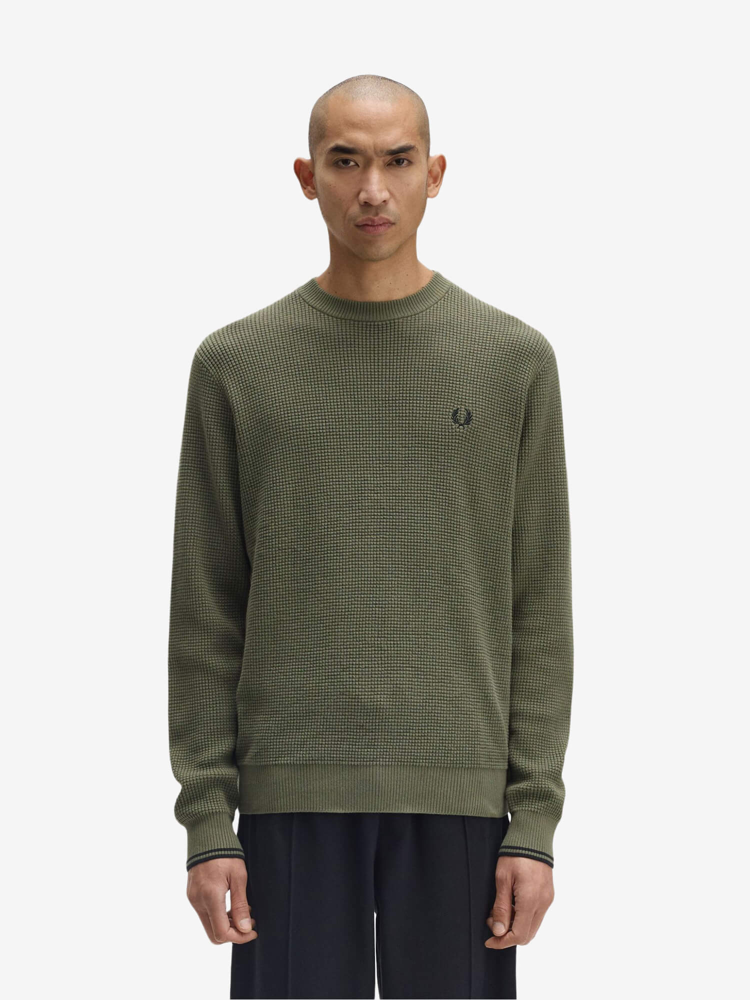 FRED PERRY — Свитер Waffle Stitch Jumper Laurel Wreath Green