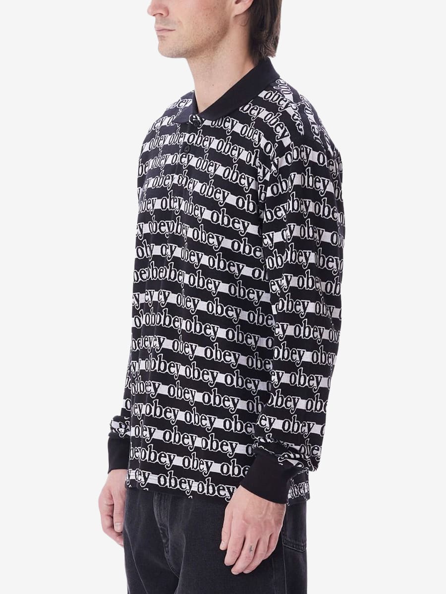 OBEY — Рубашка Поло Дл. Рукав Interlock Logo Jacquard Black Multi