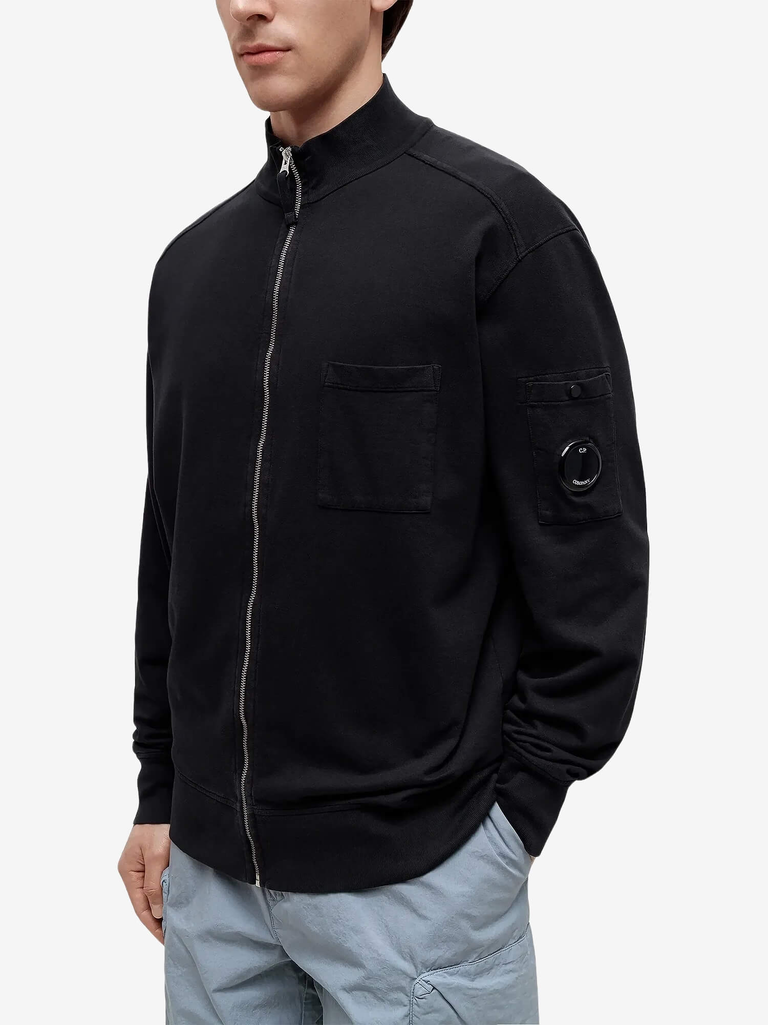 C.P. COMPANY — Свитшот Zip-Up Lens Sweatshirt Polo Collar Black