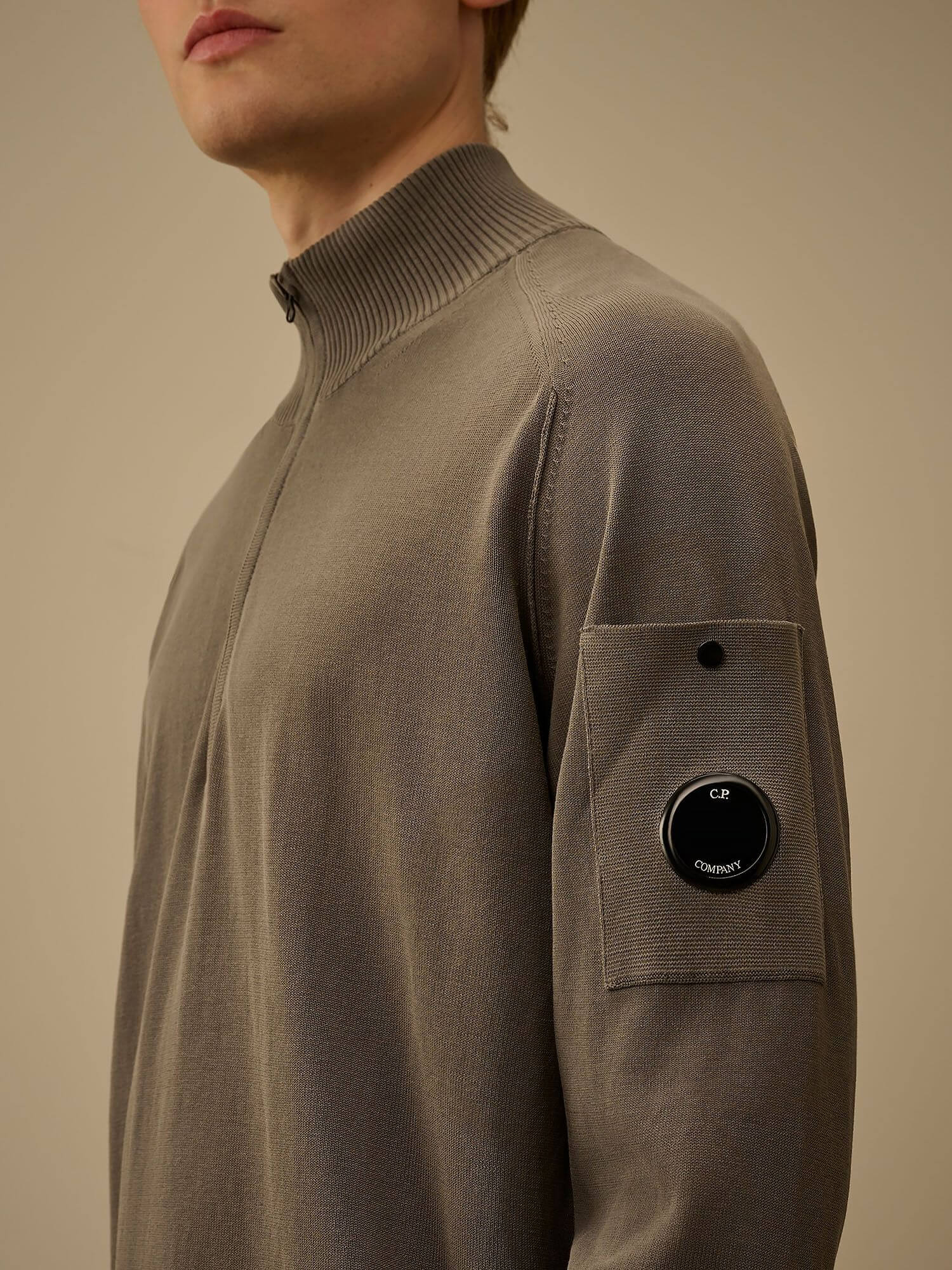 C.P. COMPANY — Свитшот Cotton Crepe Hal-Zip Gunmetal