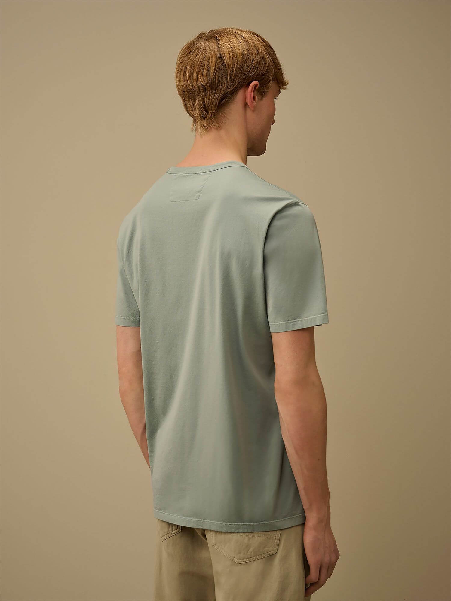 C.P. COMPANY — Футболка Mercerized Jersey 70/2 Gasato SS Patch Moss Gray