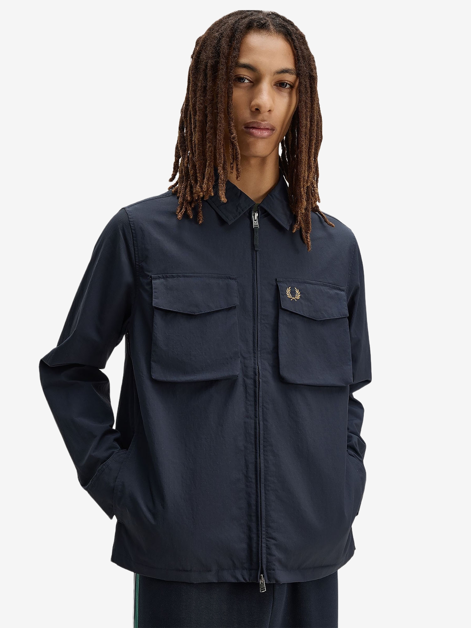 FRED PERRY — Рубашка Ripstop Zip-Through Overshirt Navy