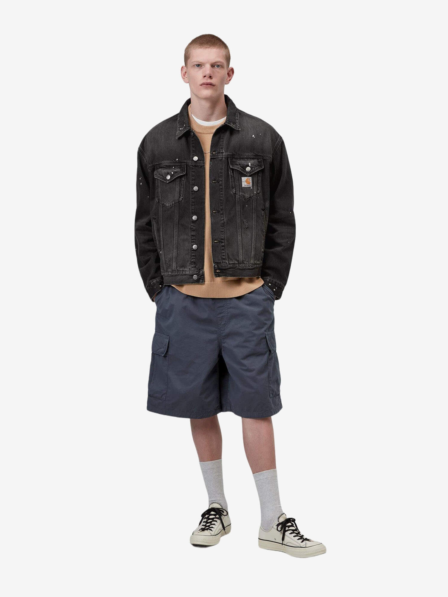 CARHARTT WIP — Куртка Helston Jacket Black (Destroy Wash, Splatter)