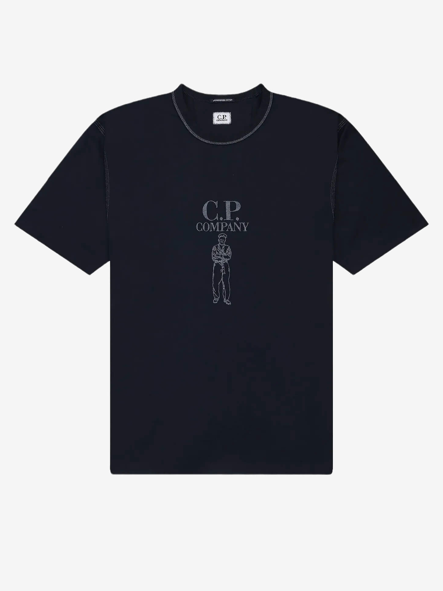 C.P. COMPANY — Футболка Mercerized Jersey 30/2 Twisted Logo Total Eclipse