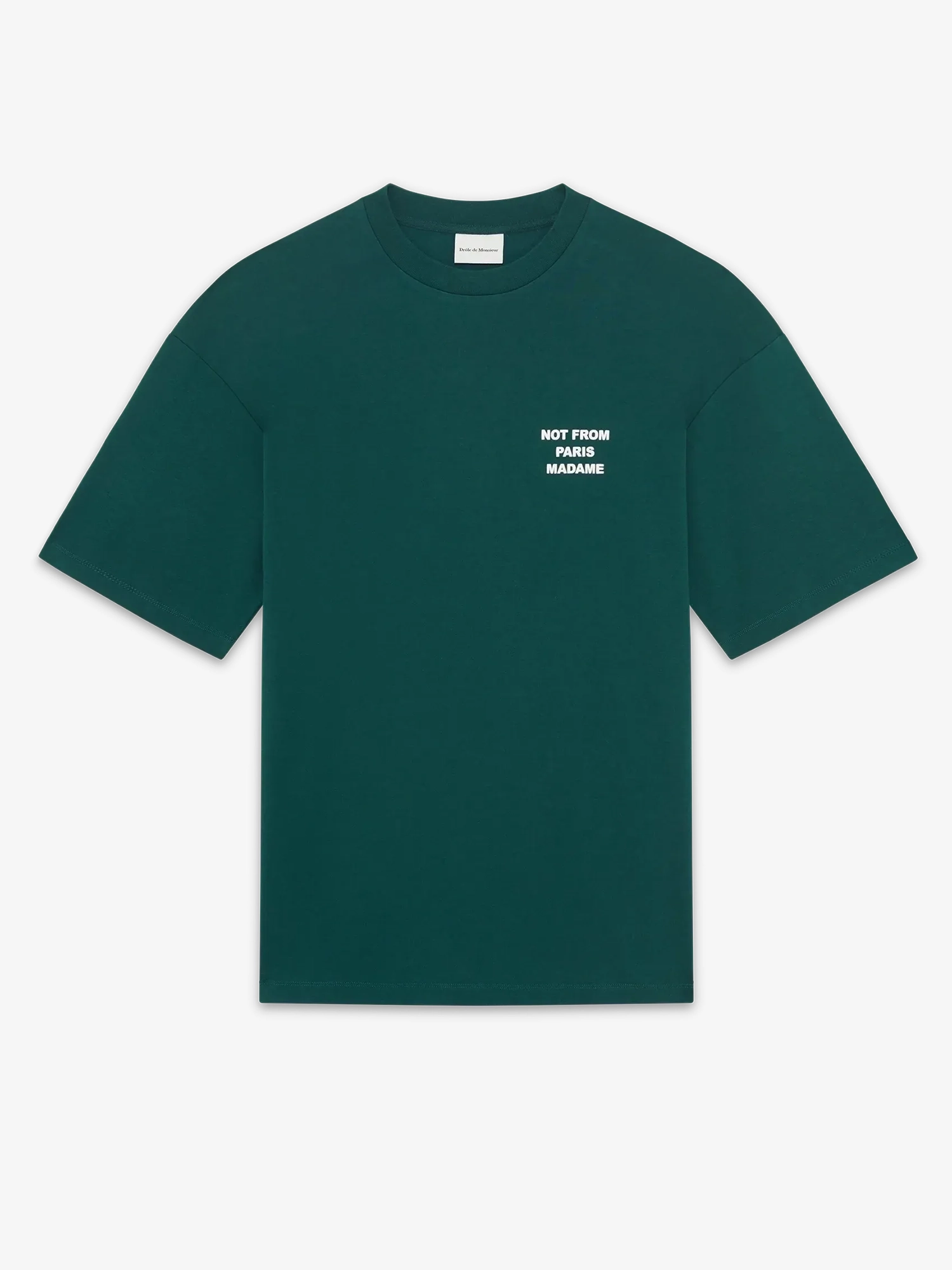 DRÔLE DE MONSIEUR — Футболка Bold Slogan Tee Dark Green