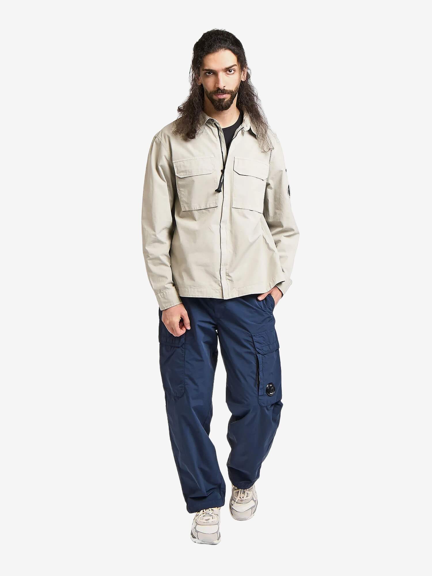 C.P. COMPANY — Штаны Flatt Nylon Loose Cargo Lens Pants Midnight Navy
