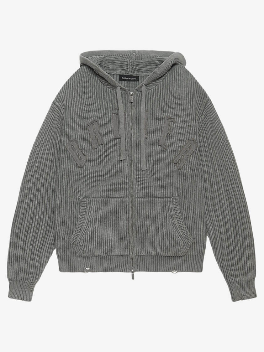 BRÛLER D’AMOUR — Худи Zip Blesser Grey (Garment Wash)