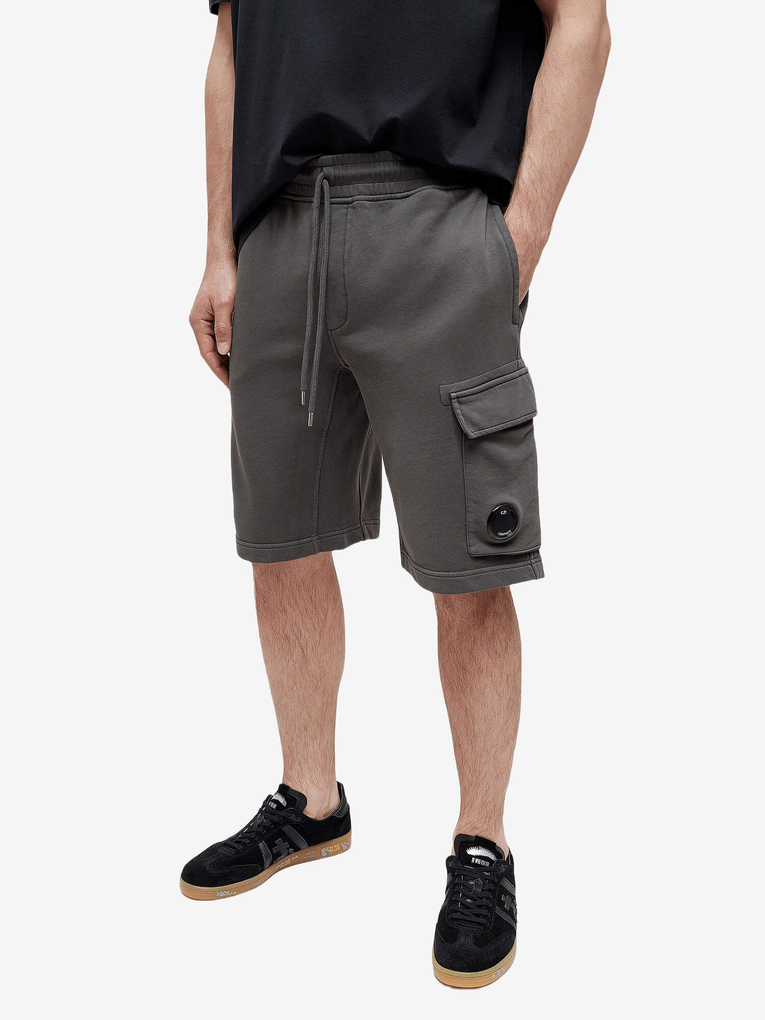 C.P. COMPANY — Шорты Cotton Diagonal Fleece Cargo Sweat Gunmetal