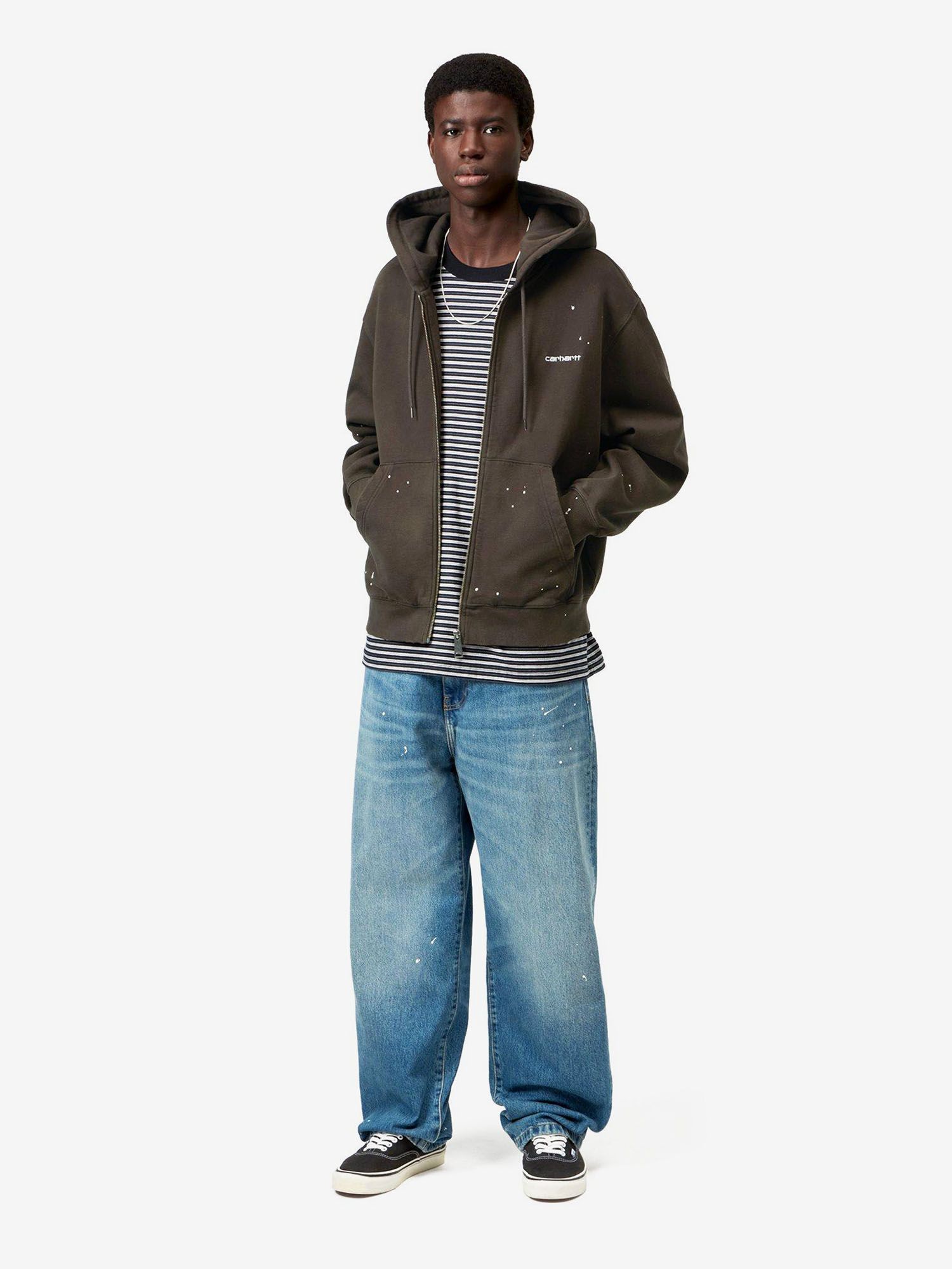 CARHARTT WIP — Худи Painter Zip Tobacco (Destroy Wash, Splatter)