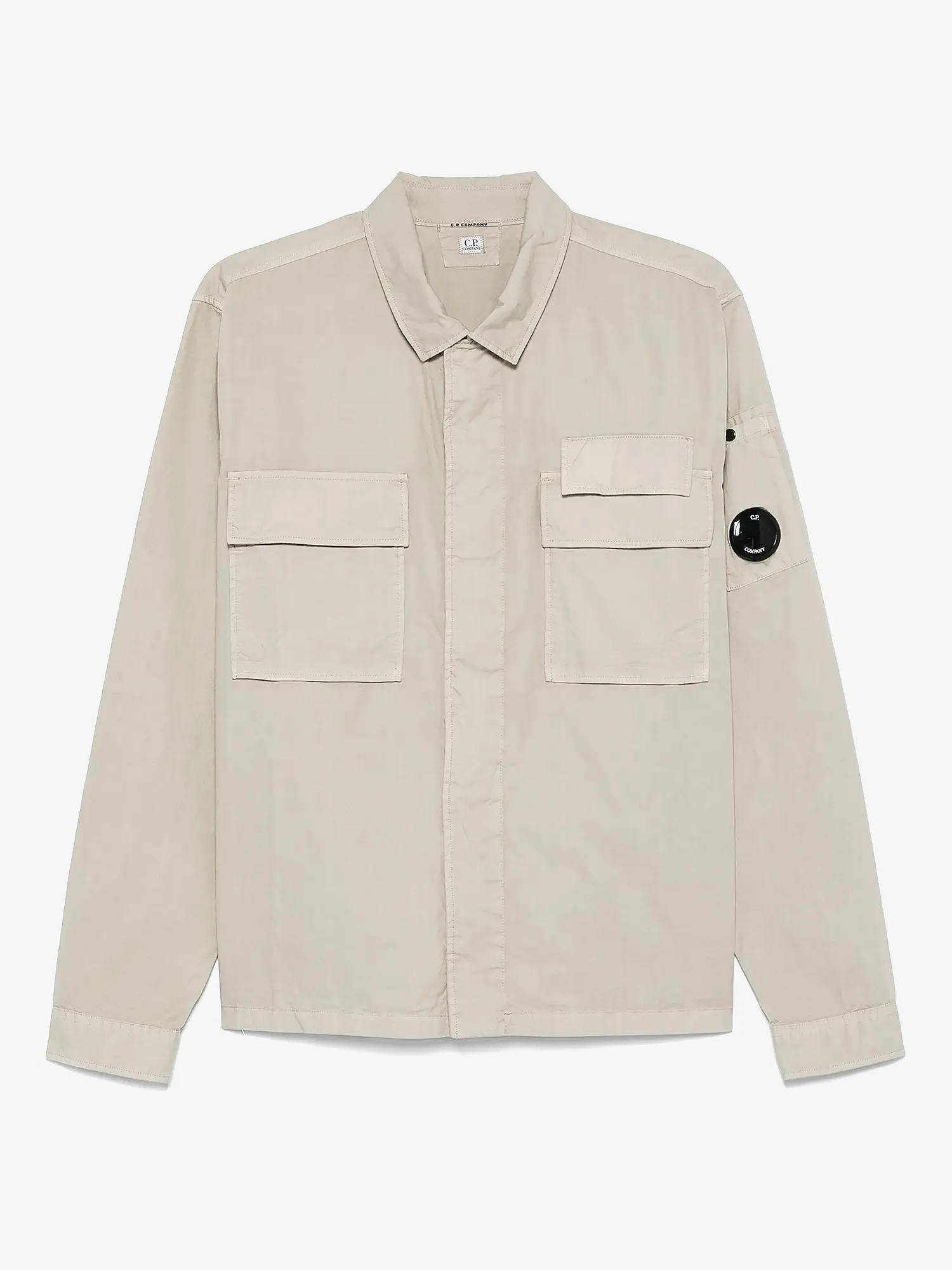 C.P. COMPANY — Овершот Organic Gabardine Hidden Zip Lens Dove