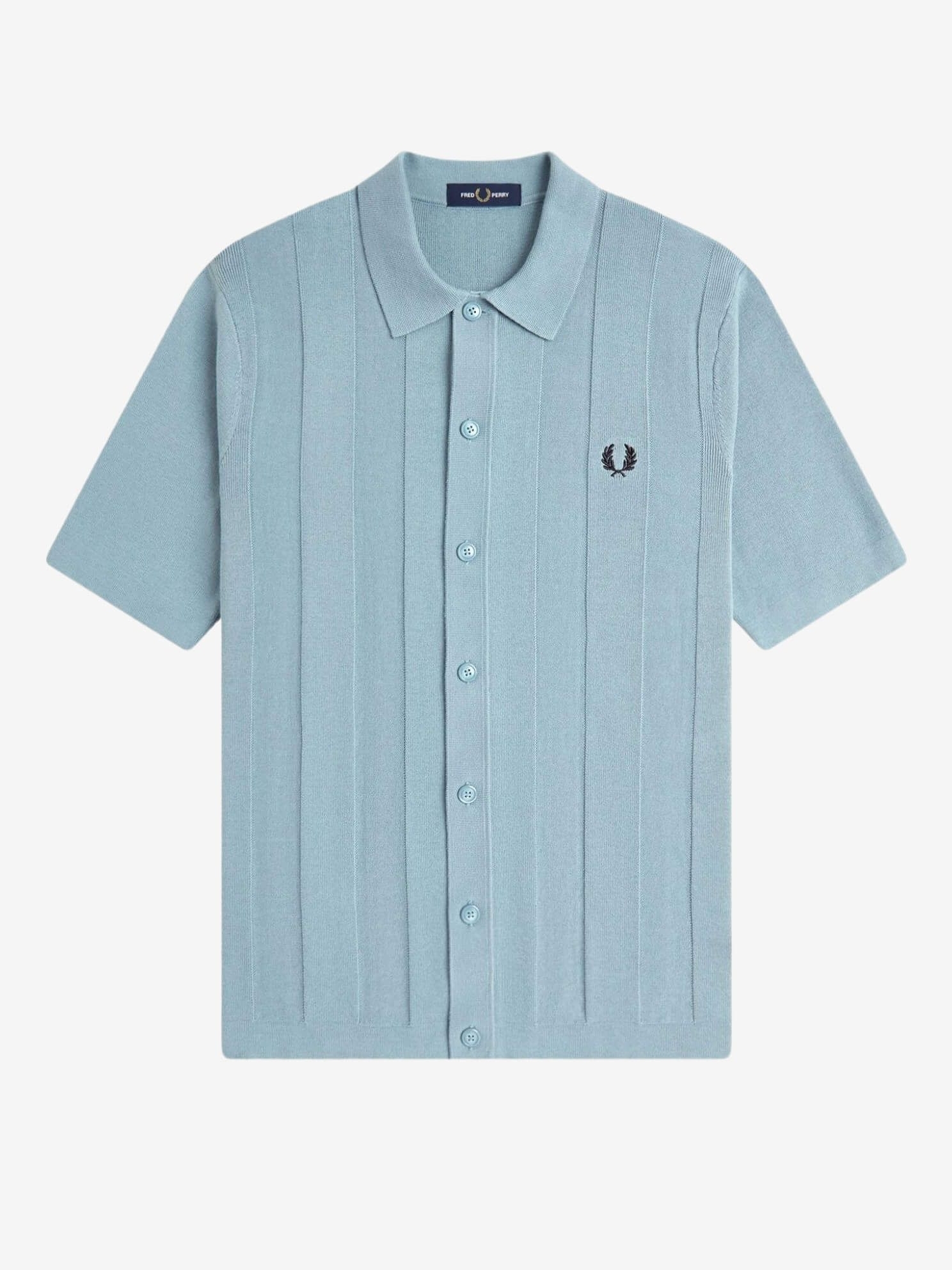 FRED PERRY — Рубашка вязанная Tonal Vertical Stripe Shirt Stockport Blue