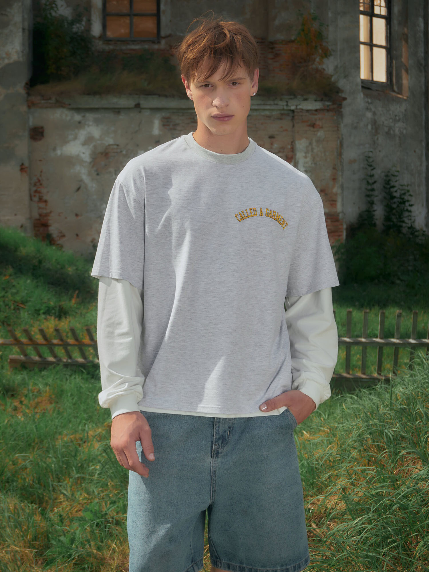 CALLED A GARMENT — Футболка Iris College Серый Меланж