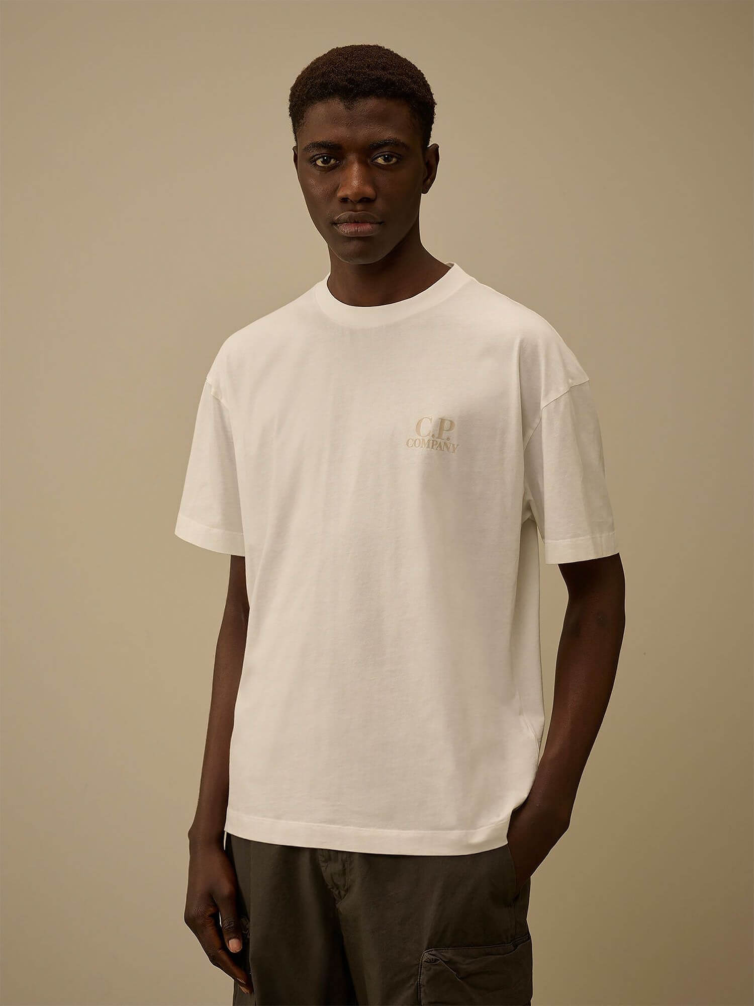 C.P. COMPANY — Футболка 30/1 Jersey SS Printed Graphics Gauze White