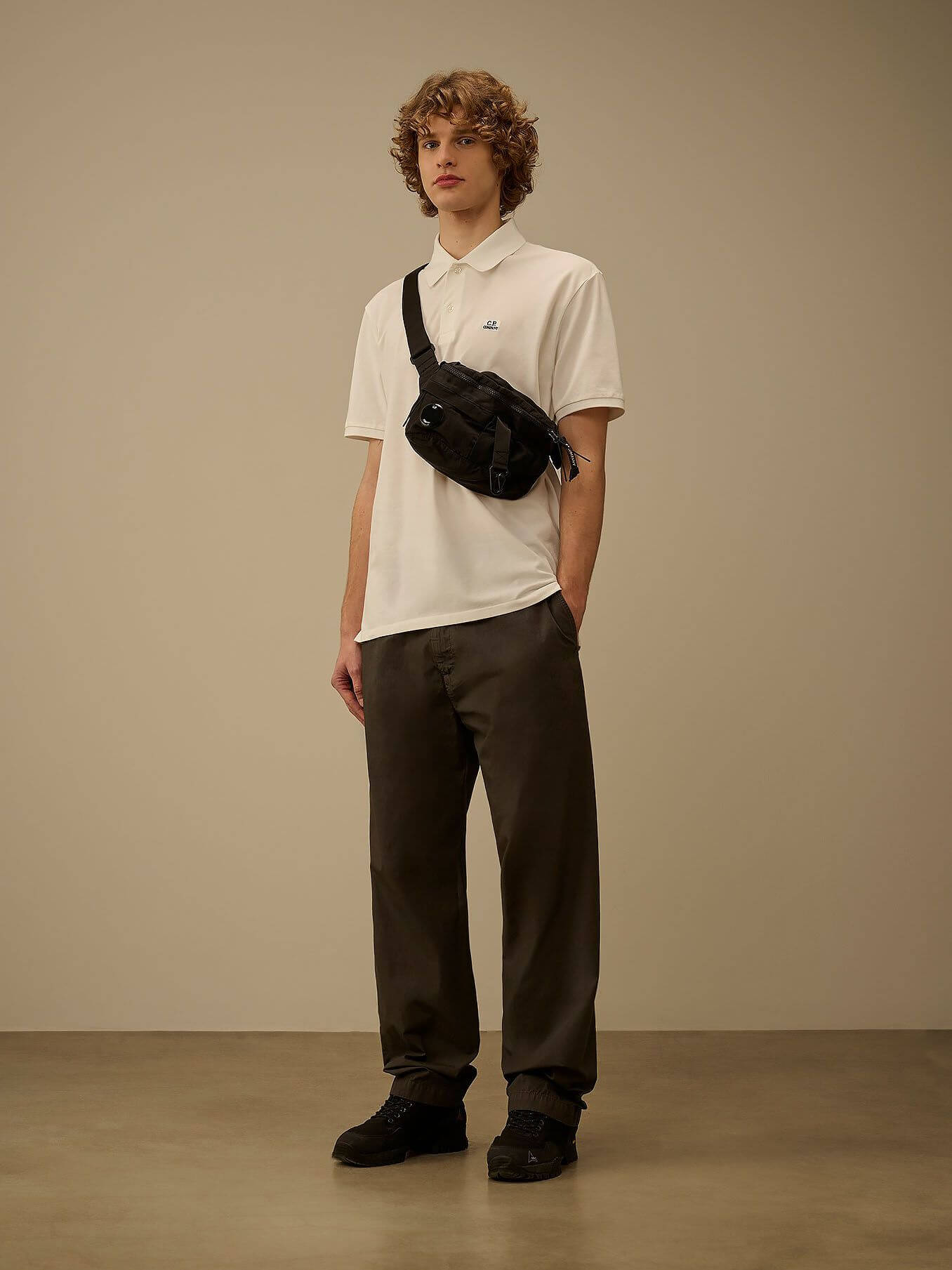 C.P. COMPANY — Поло Stretch Piquet Point Collar Polo Gauze White
