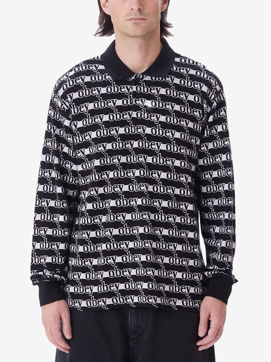 OBEY — Рубашка Поло Дл. Рукав Interlock Logo Jacquard Black Multi