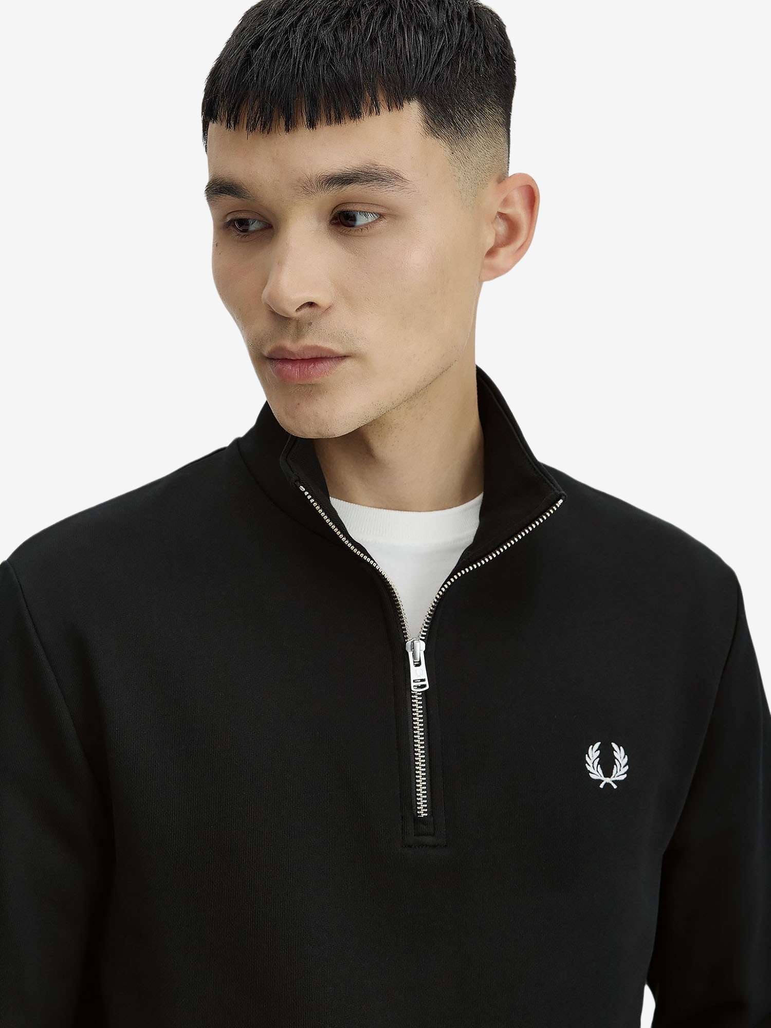 FRED PERRY — Свитшот Half Zip Black/White