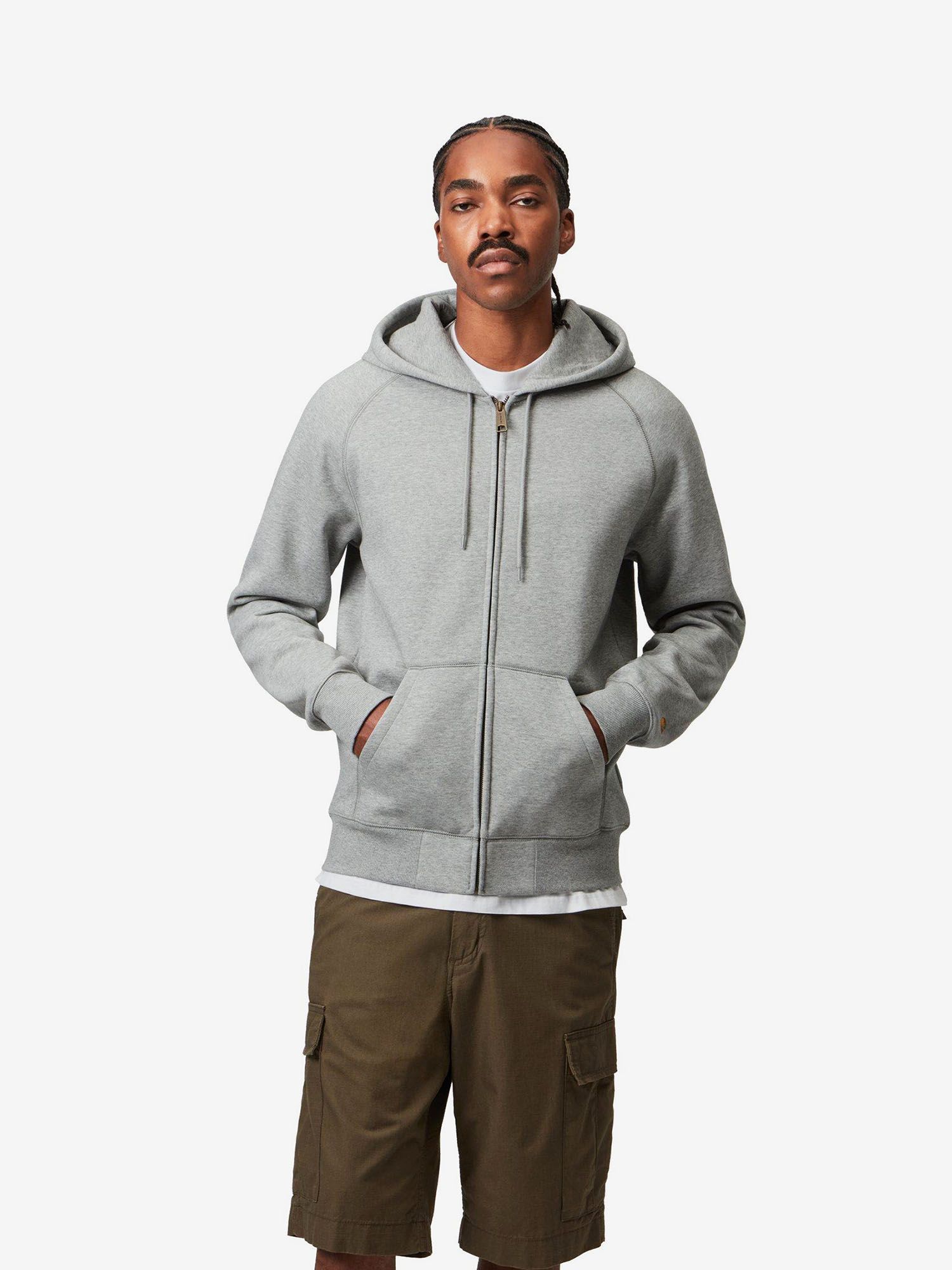 CARHARTT WIP — Худи Zip Chase Grey Heather/Gold
