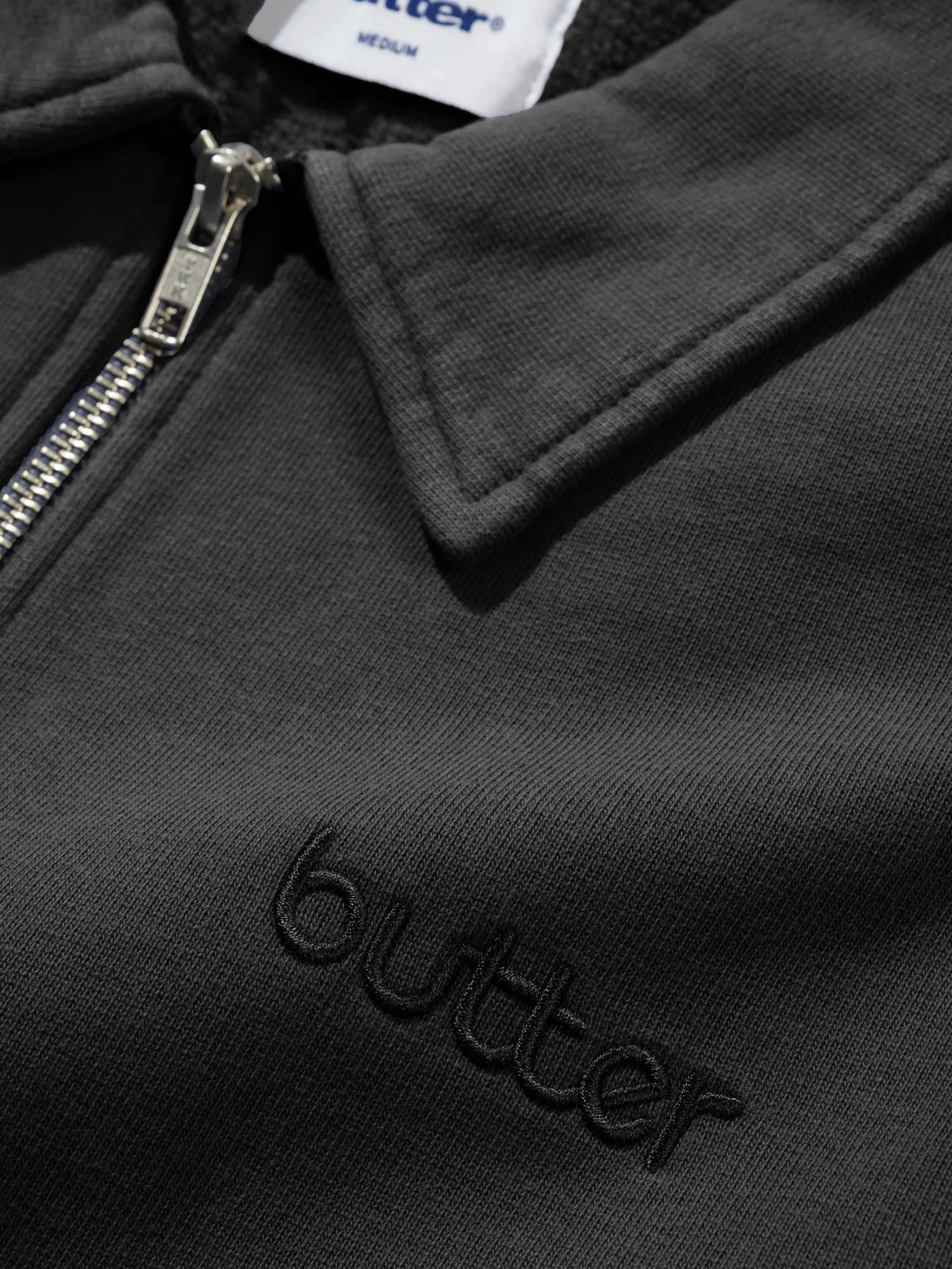 BUTTER GOODS — Свитшот Alpine 1/4 Zip Sweater Washed Black