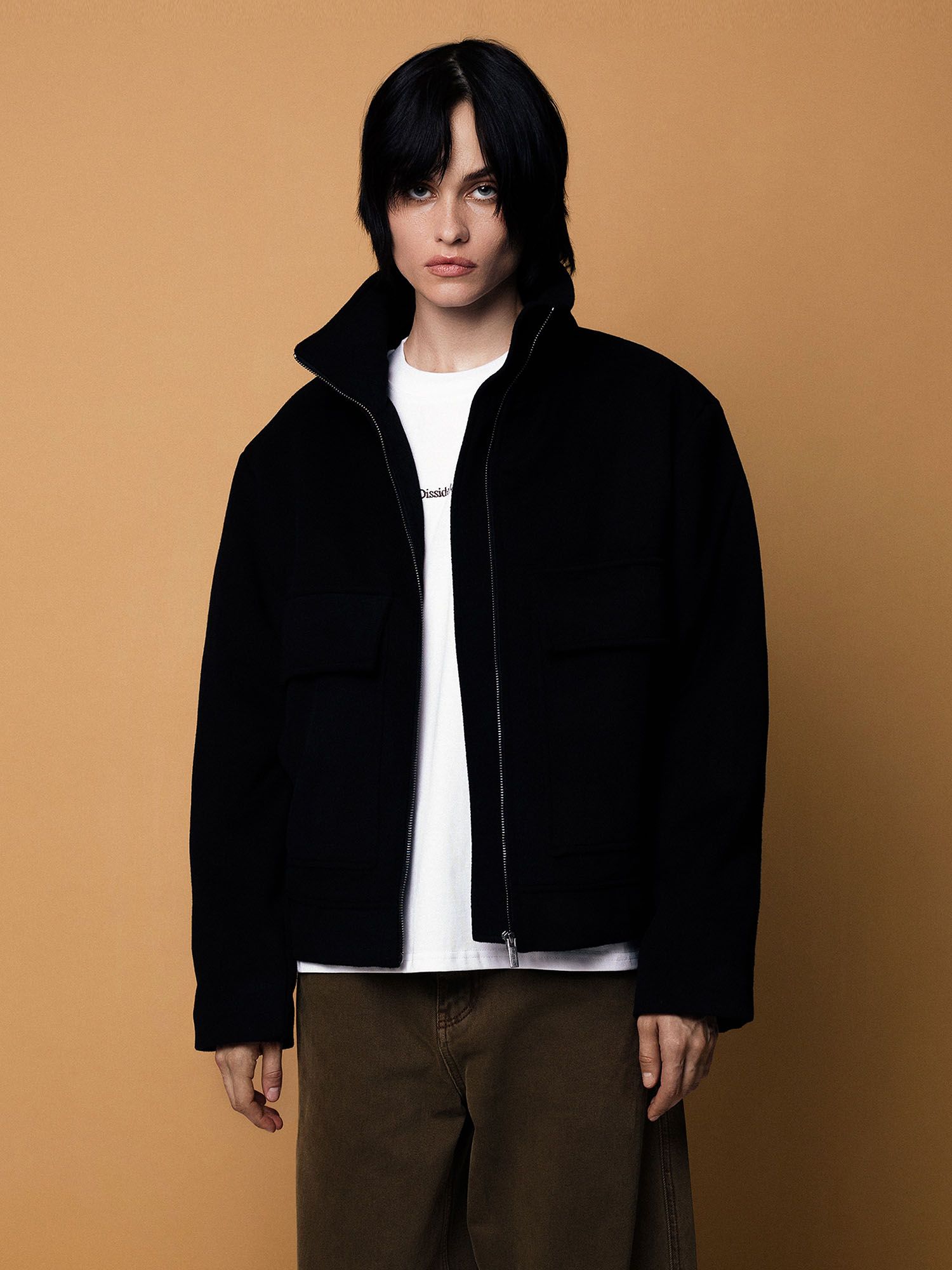 DISSIDENT — Куртка DST Cropped Zipper Coat in Black