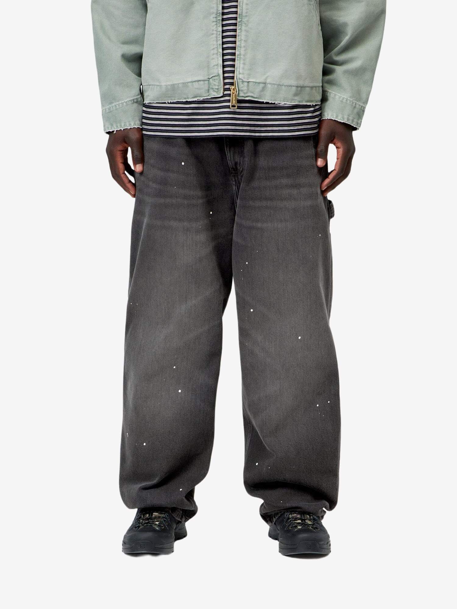 CARHARTT WIP — Джинсы Single Knee Black (Destroy Wash, Splatter)