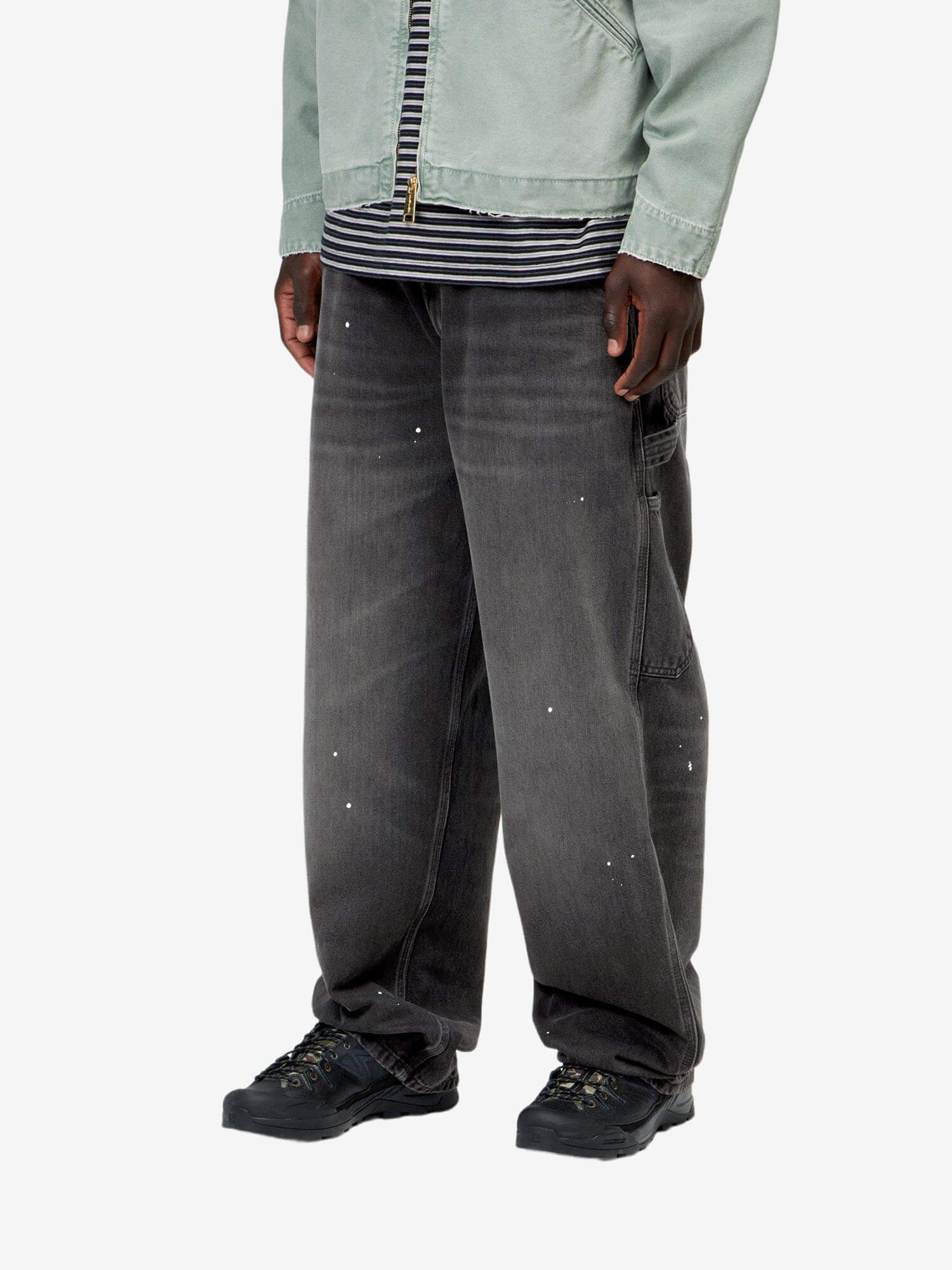 CARHARTT WIP — Джинсы Single Knee Black (Destroy Wash, Splatter)