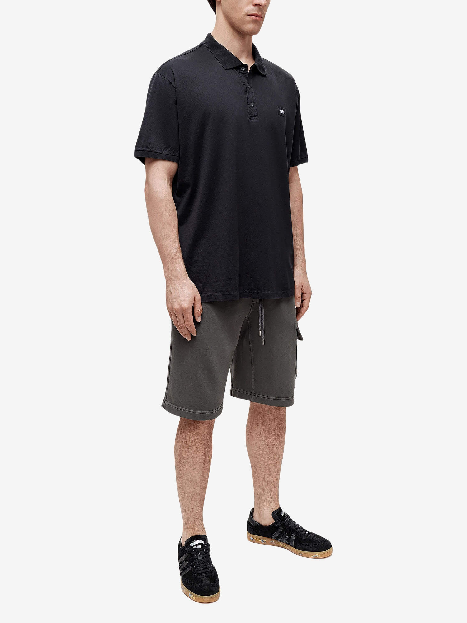 C.P. COMPANY — Шорты Cotton Diagonal Fleece Cargo Sweat Gunmetal