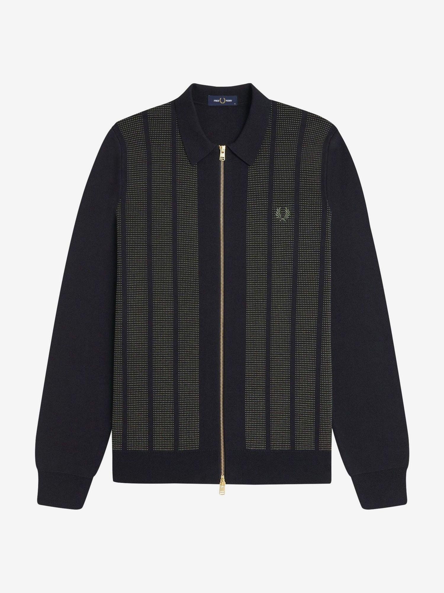 FRED PERRY — Кардиган Textured Panel ZIP Cradigan Black