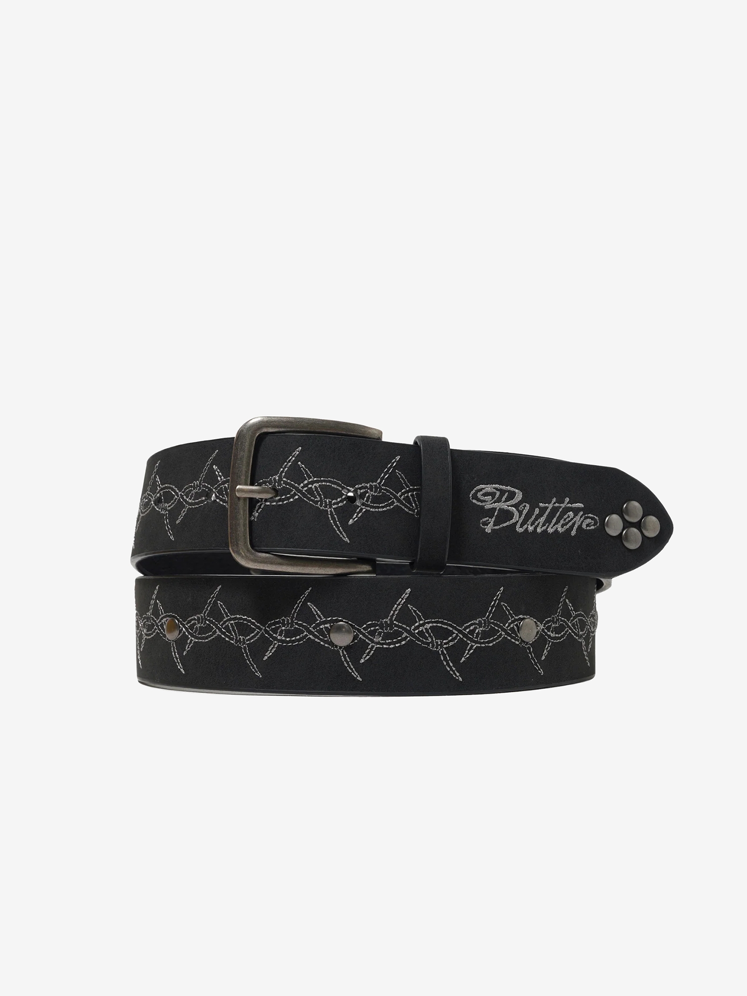 BUTTER GOODS — Ремень Barbed Wire Studded Belt Black