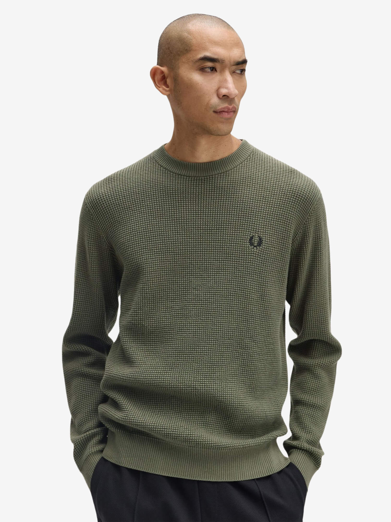 FRED PERRY — Свитер Waffle Stitch Jumper Laurel Wreath Green