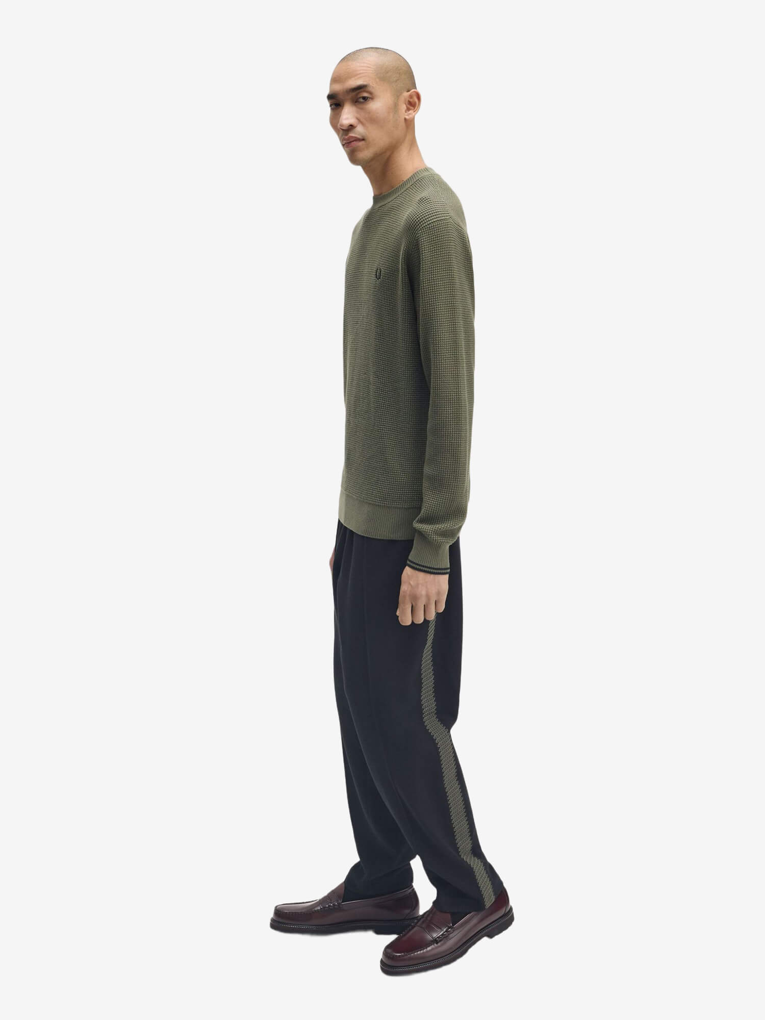 FRED PERRY — Свитер Waffle Stitch Jumper Laurel Wreath Green
