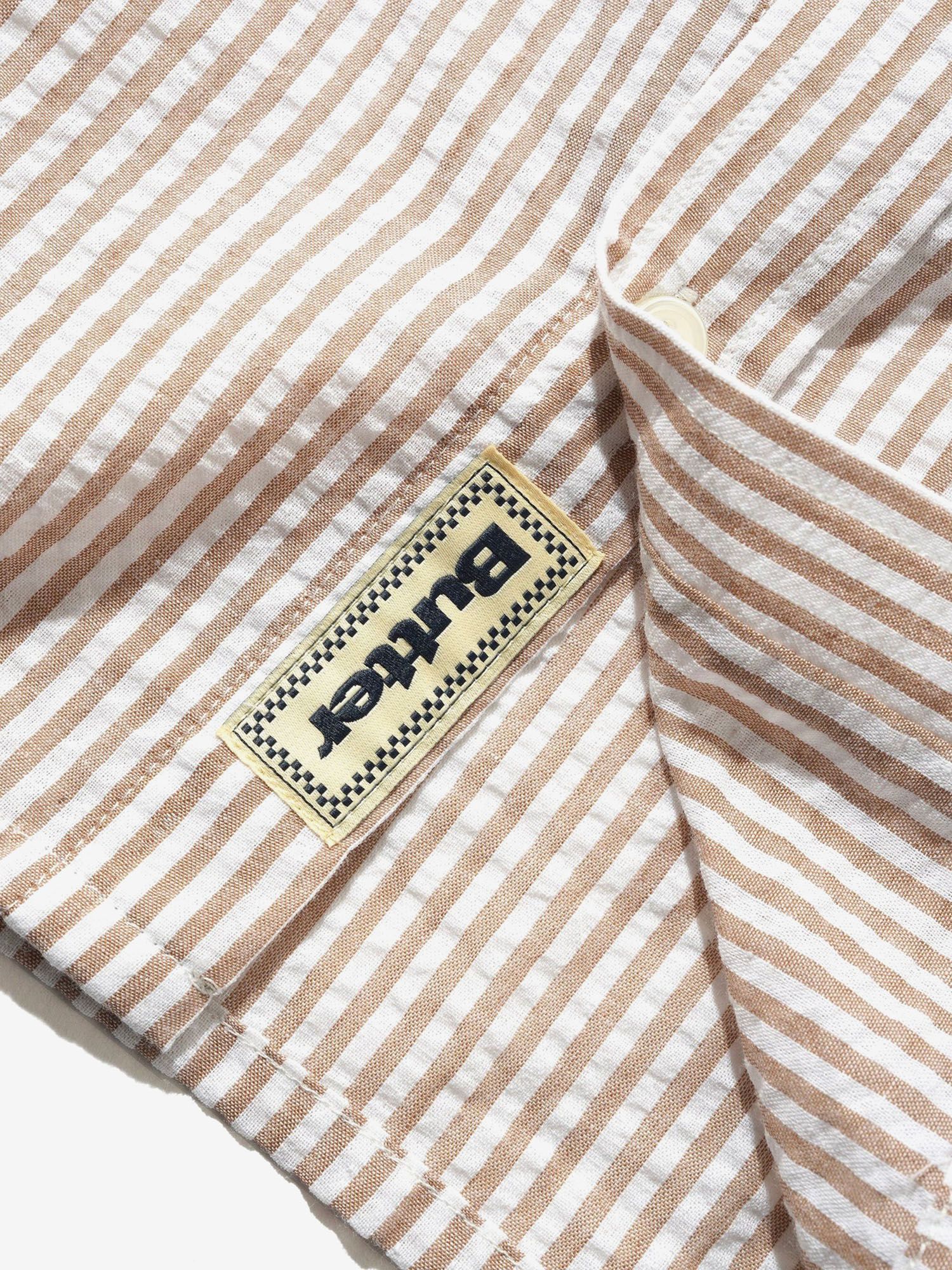 BUTTER GOODS — Рубашка Seersucker Striped Shirt Brown