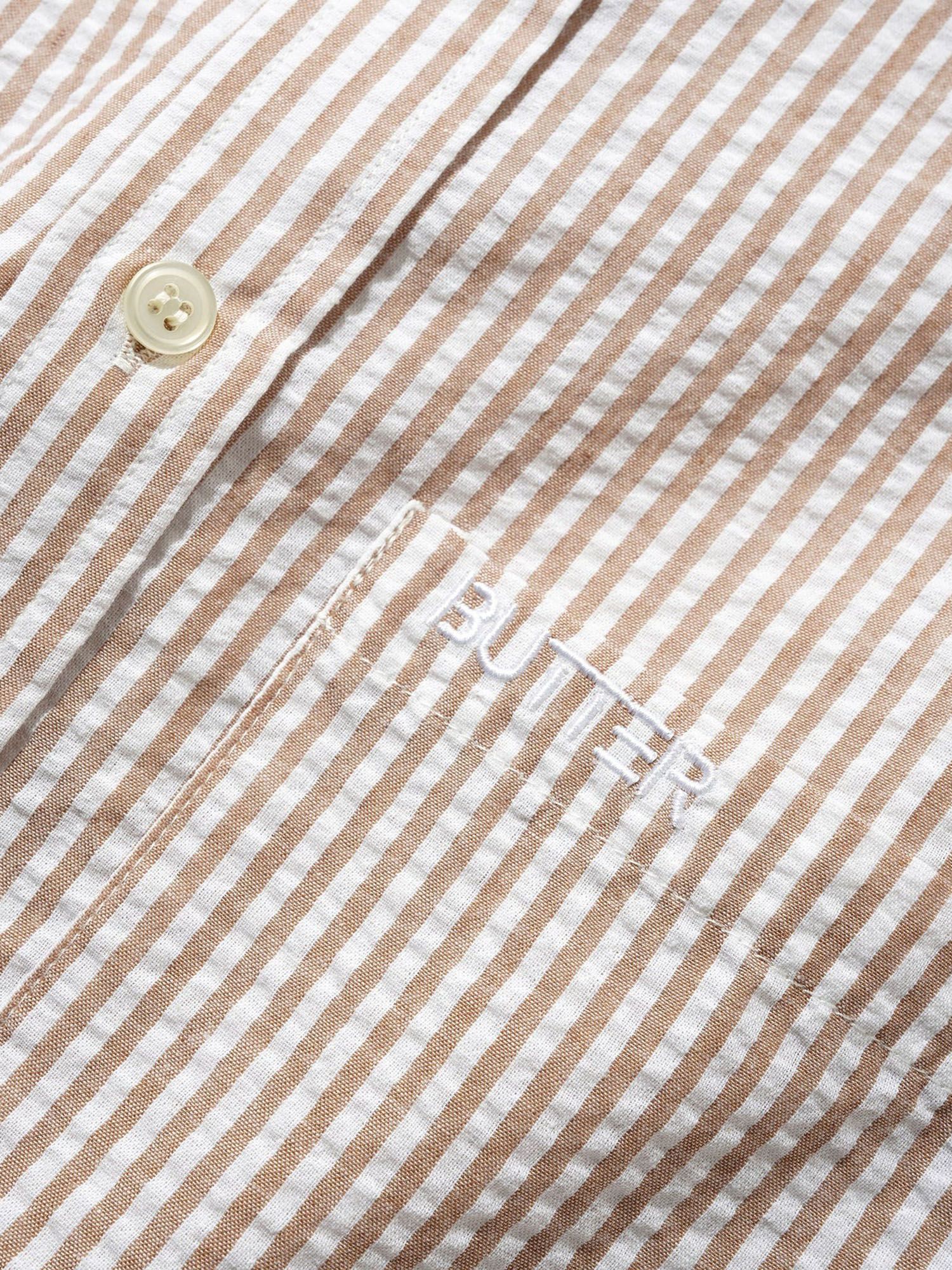 BUTTER GOODS — Рубашка Seersucker Striped Shirt Brown