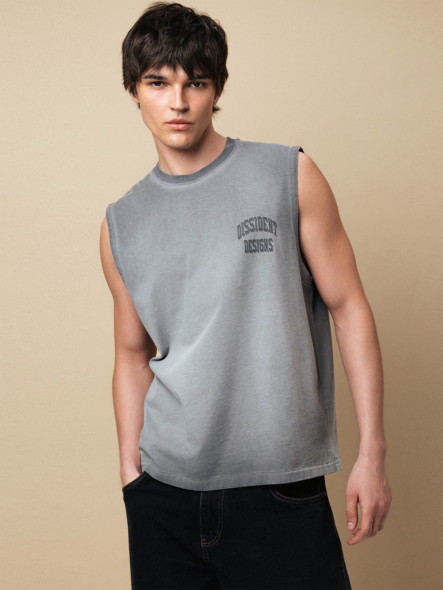 DISSIDENT — Майка DD Varsity Dyed Tank Top in Concrete