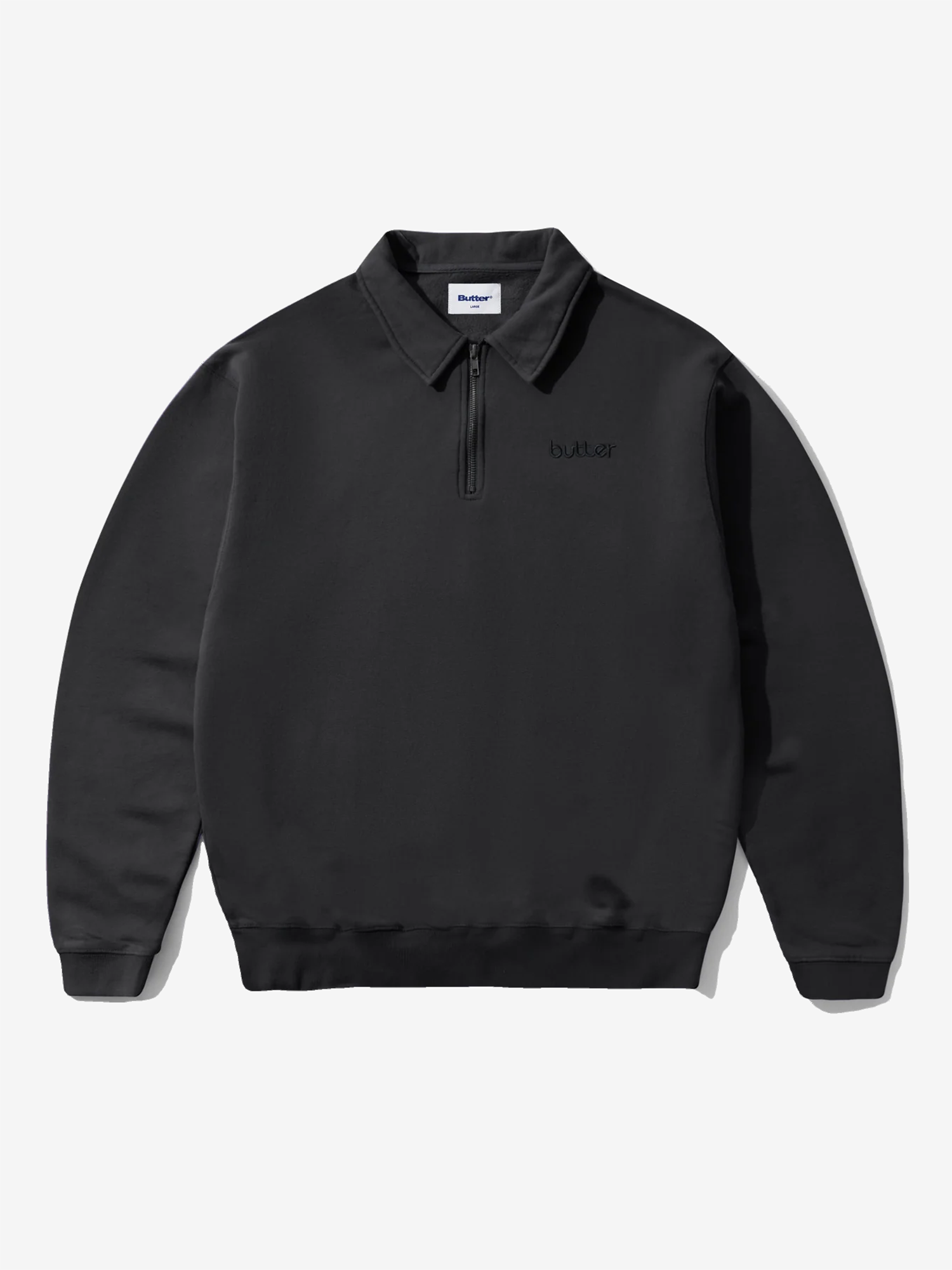 BUTTER GOODS — Свитшот Alpine 1/4 Zip Sweater Washed Black