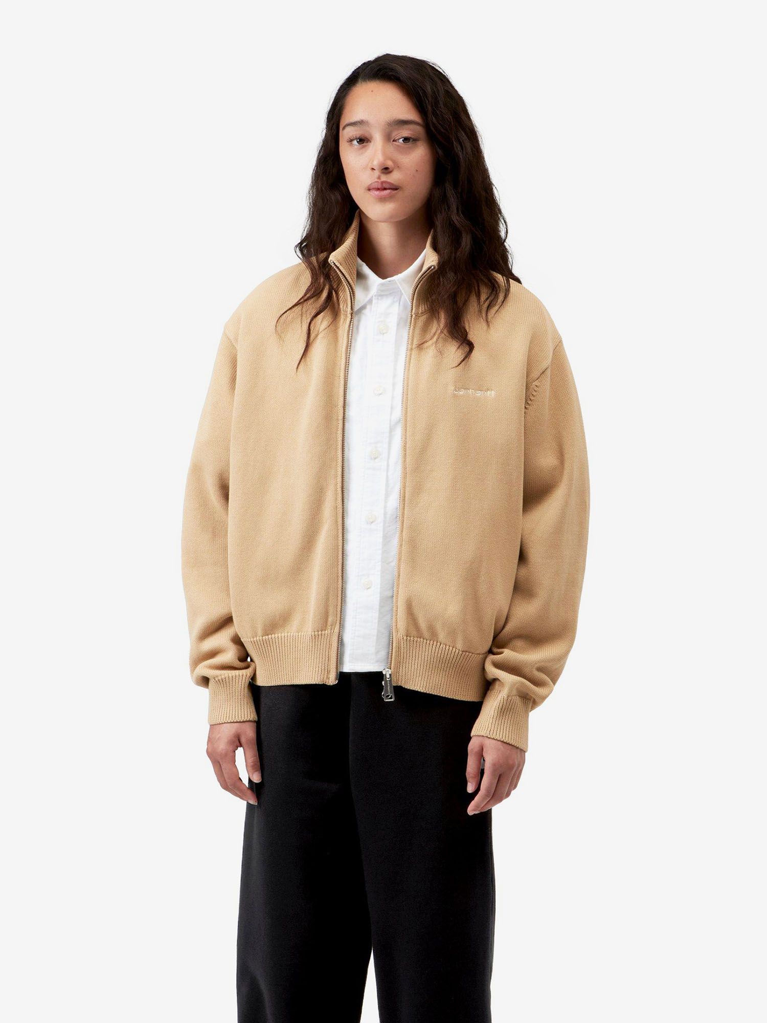 CARHARTT WIP — Свитер вязаный Zip W Kori Sweater Dusty H Brown (Garment Dyed)