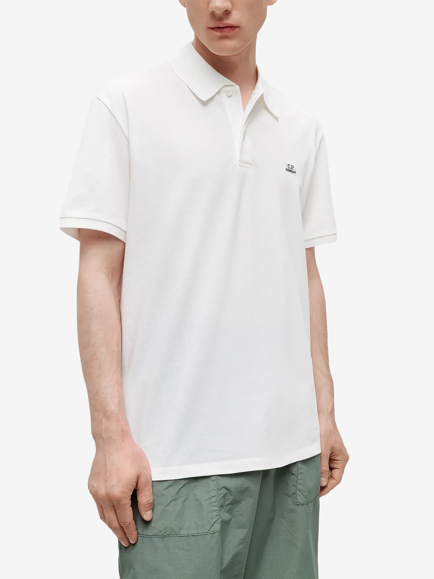 C.P. COMPANY — Поло Stretch Piquet Point Collar Polo Gauze White