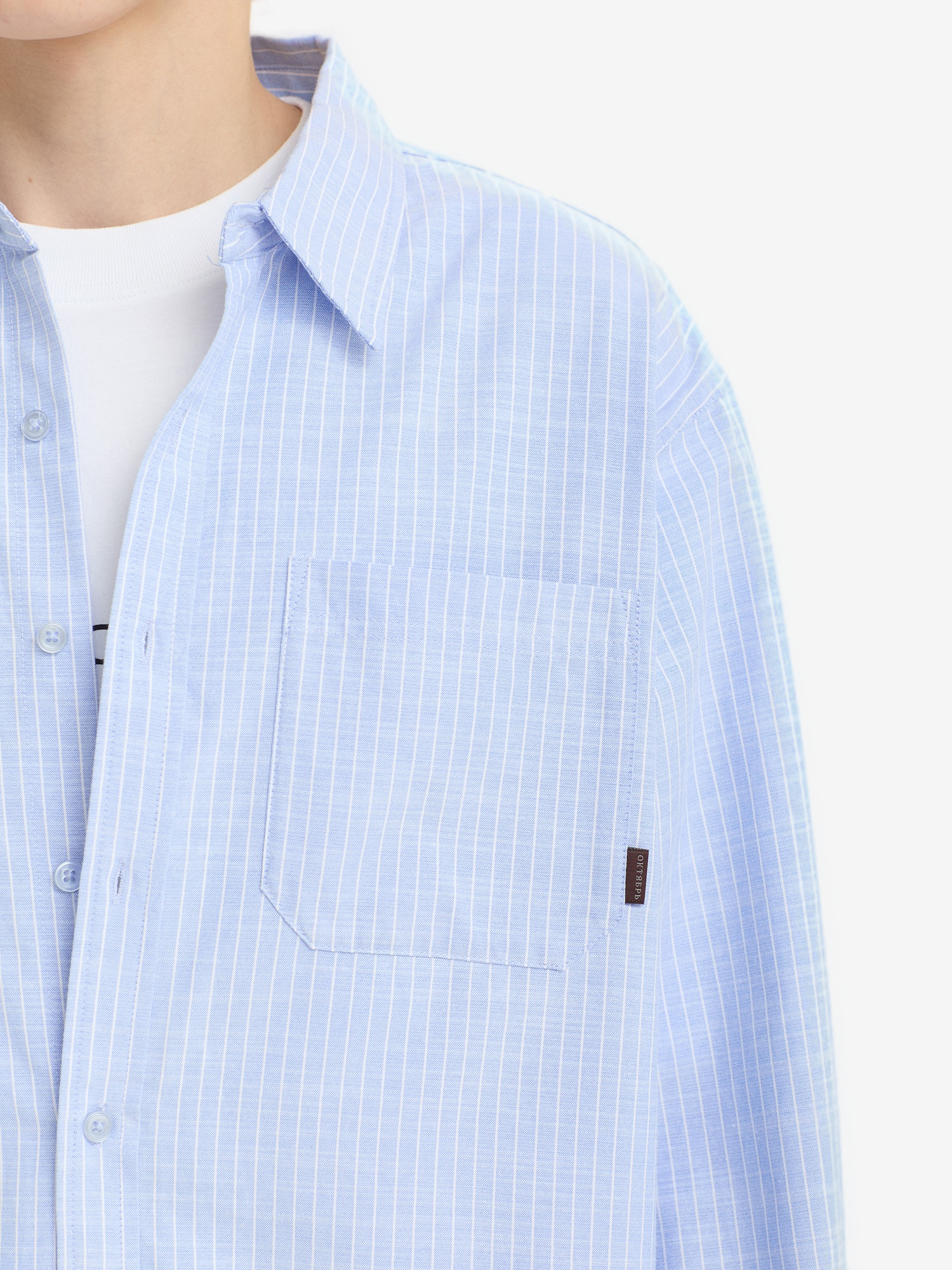 ОКТЯБРЬ — Рубашка AW'26 Stripe Oxford LS Blue Stripe
